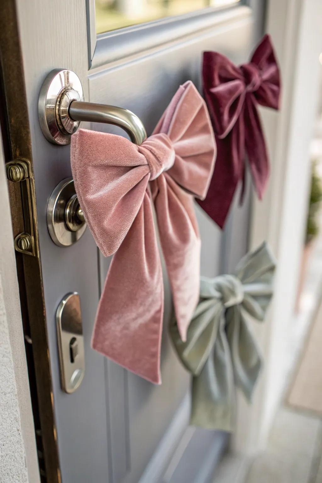 Velvet ties bring a touch of elegance to your Valentine's Day decorations.