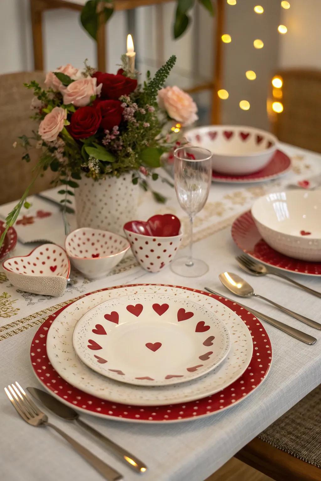 Coordinated dinnerware unifies the tablescape.