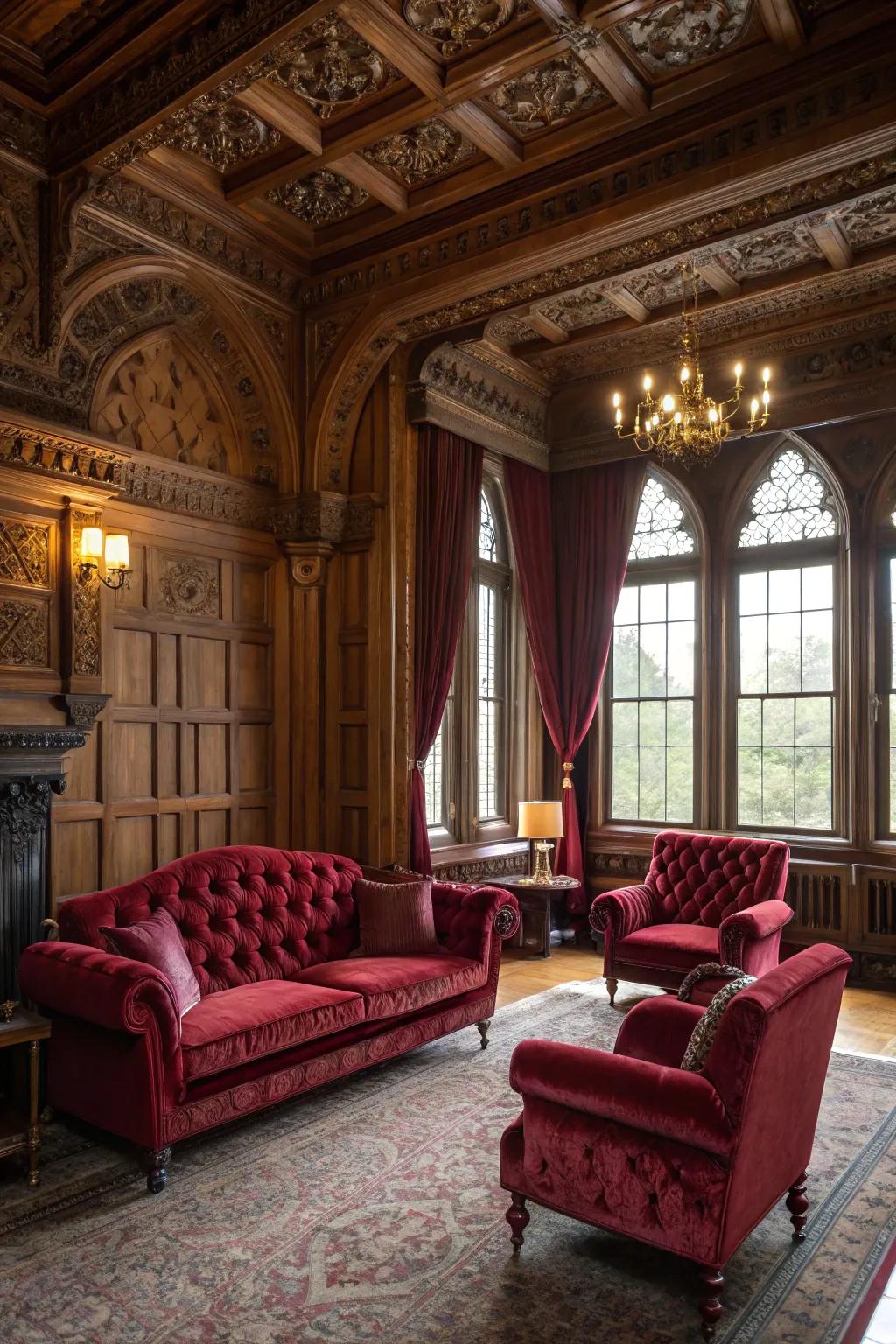 Plush furnishings append drama and ease.