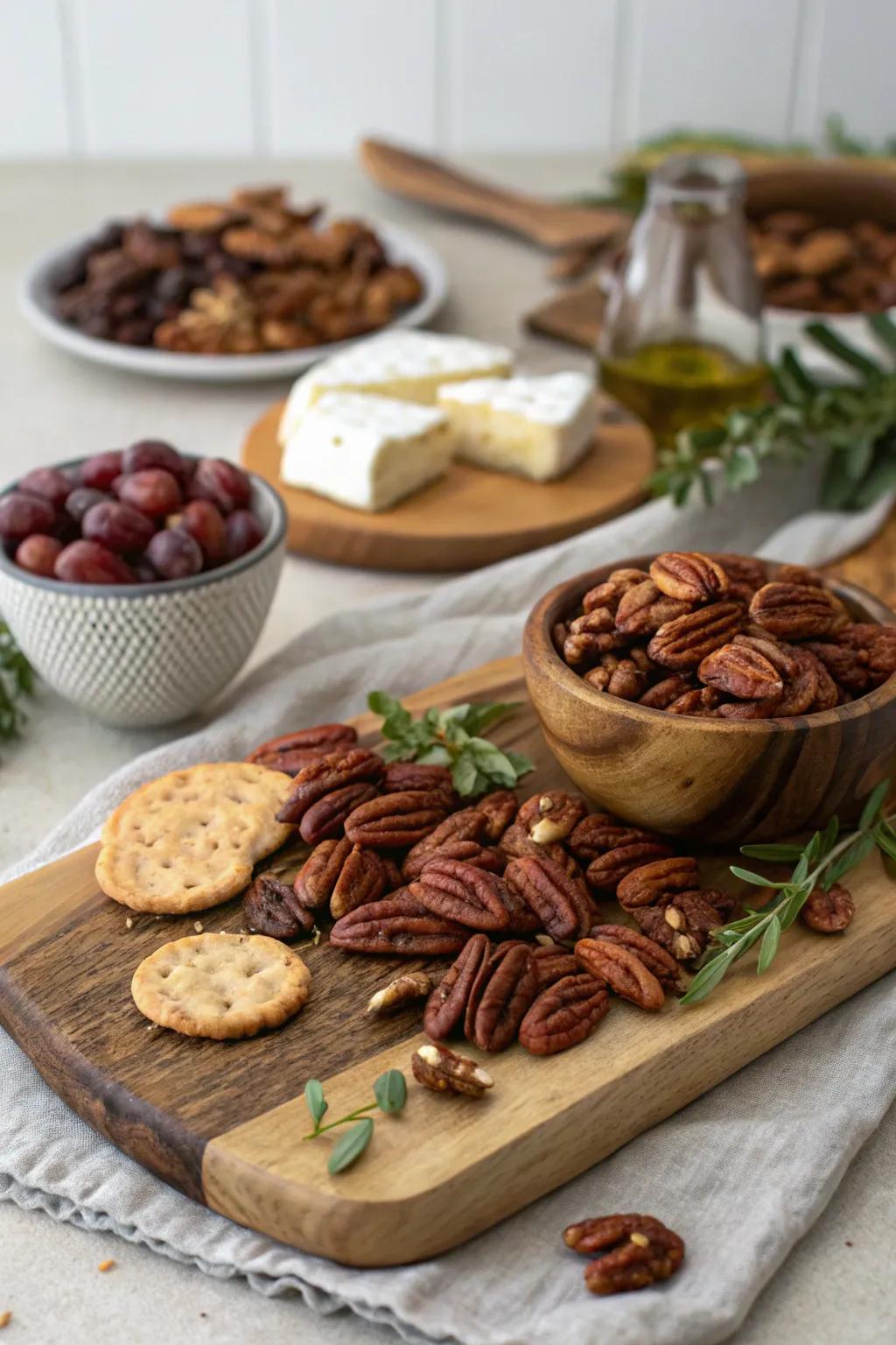 Gourmet nuts inject crunch and variety into the assortment.