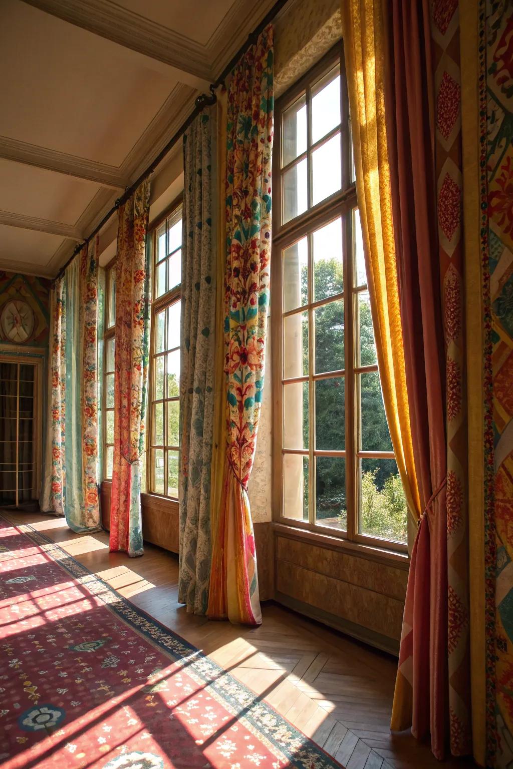 Decorated curtains add a dash of personality.