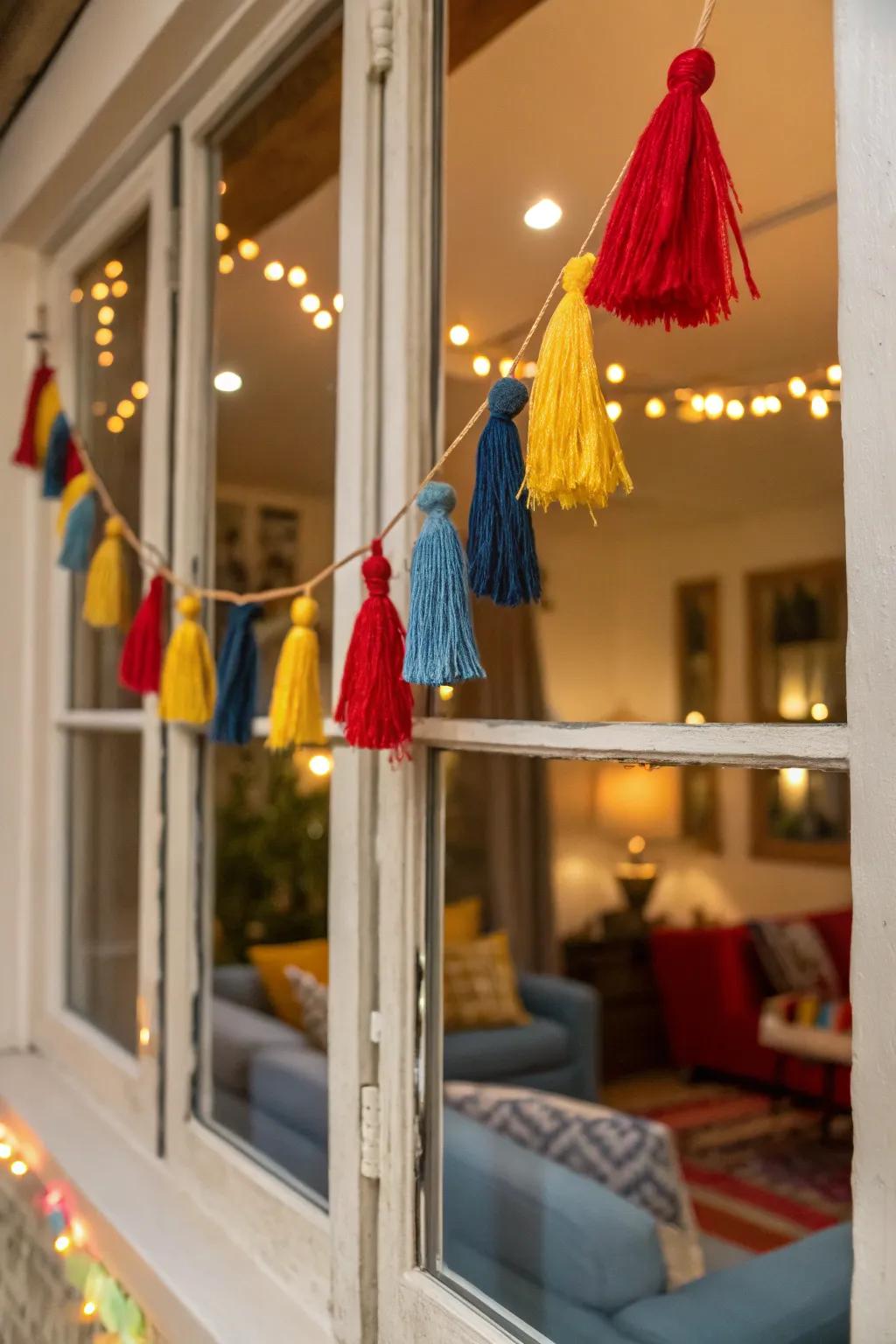 Add a playful touch with colorful tassel garlands.