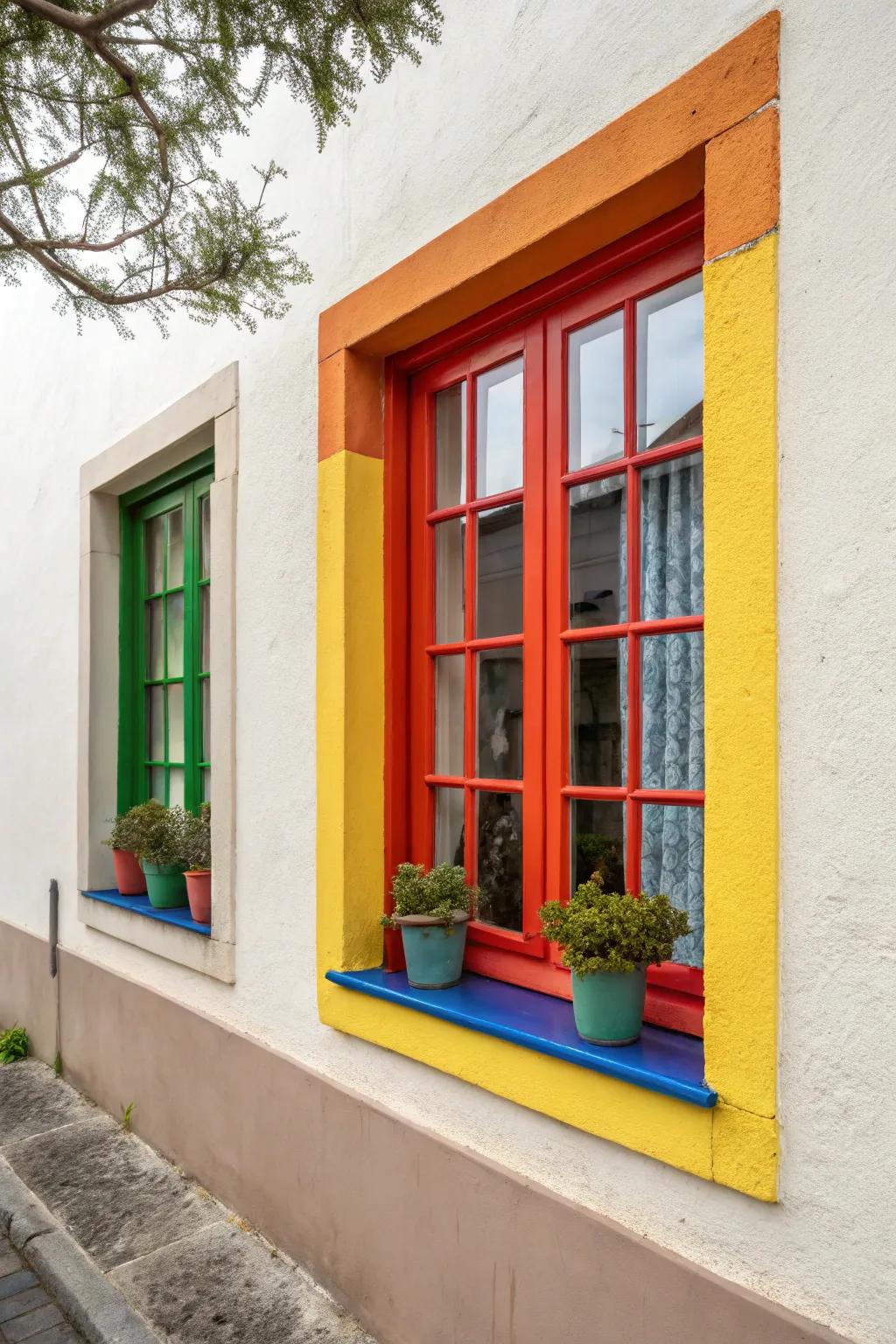Painted window frames bring a splash of vibrancy and individuality.
