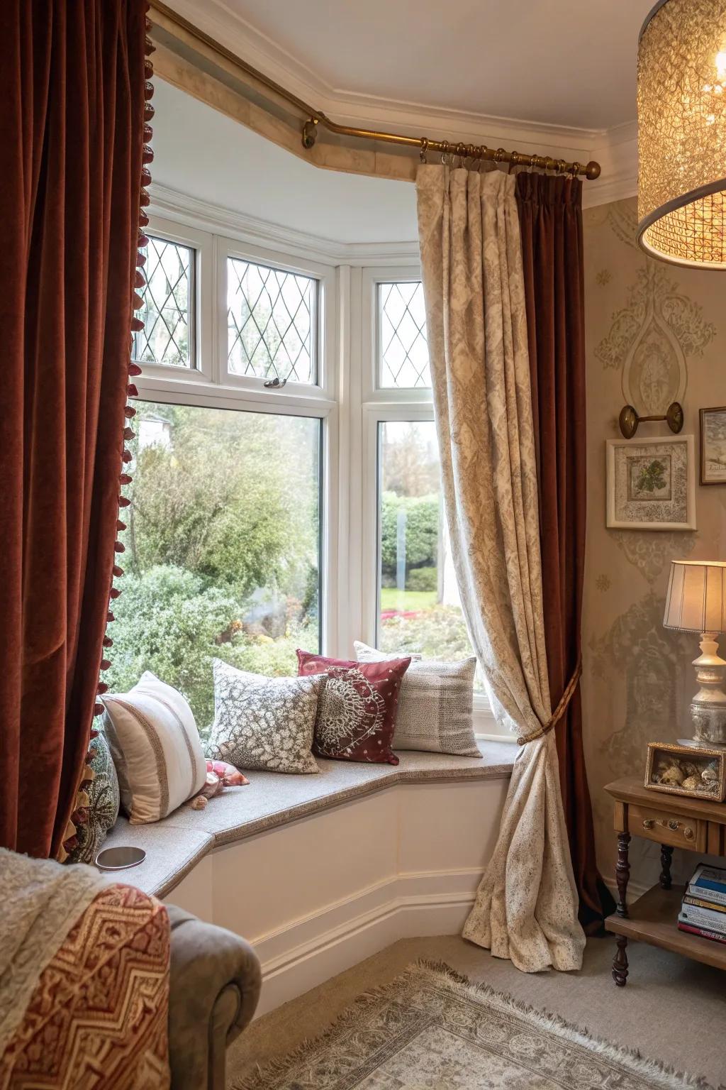 Blended textiles add dimension to window dressings.