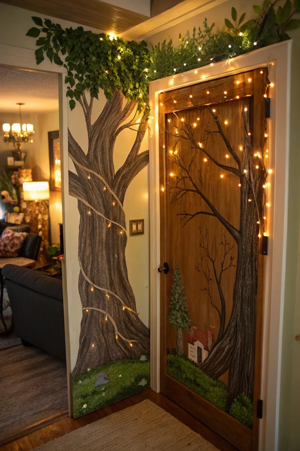 Venture into a fable woods alongside this enchanting entrance embellishment.