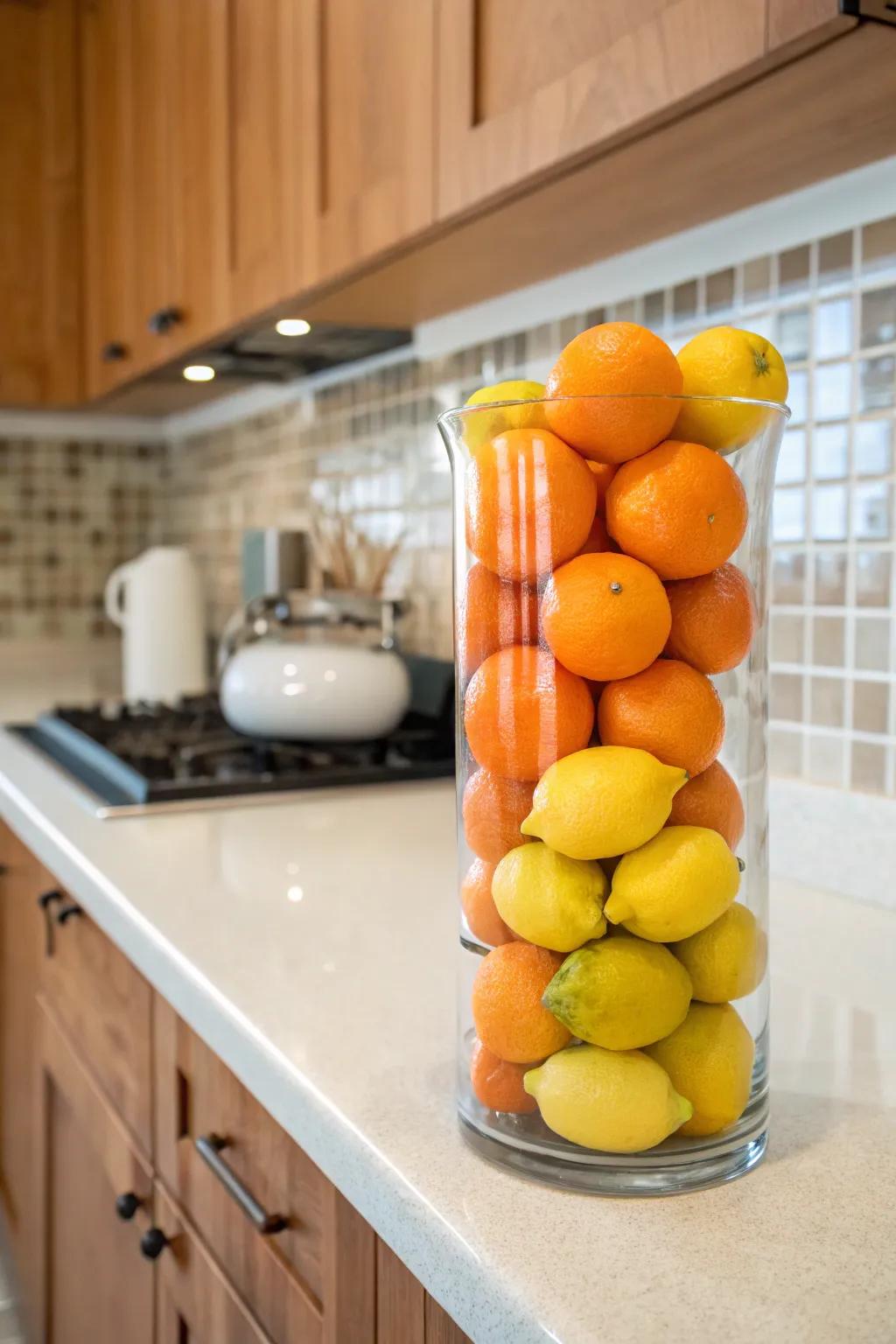 Vibrant citrus fruits give a new burst of coloration to winter design.