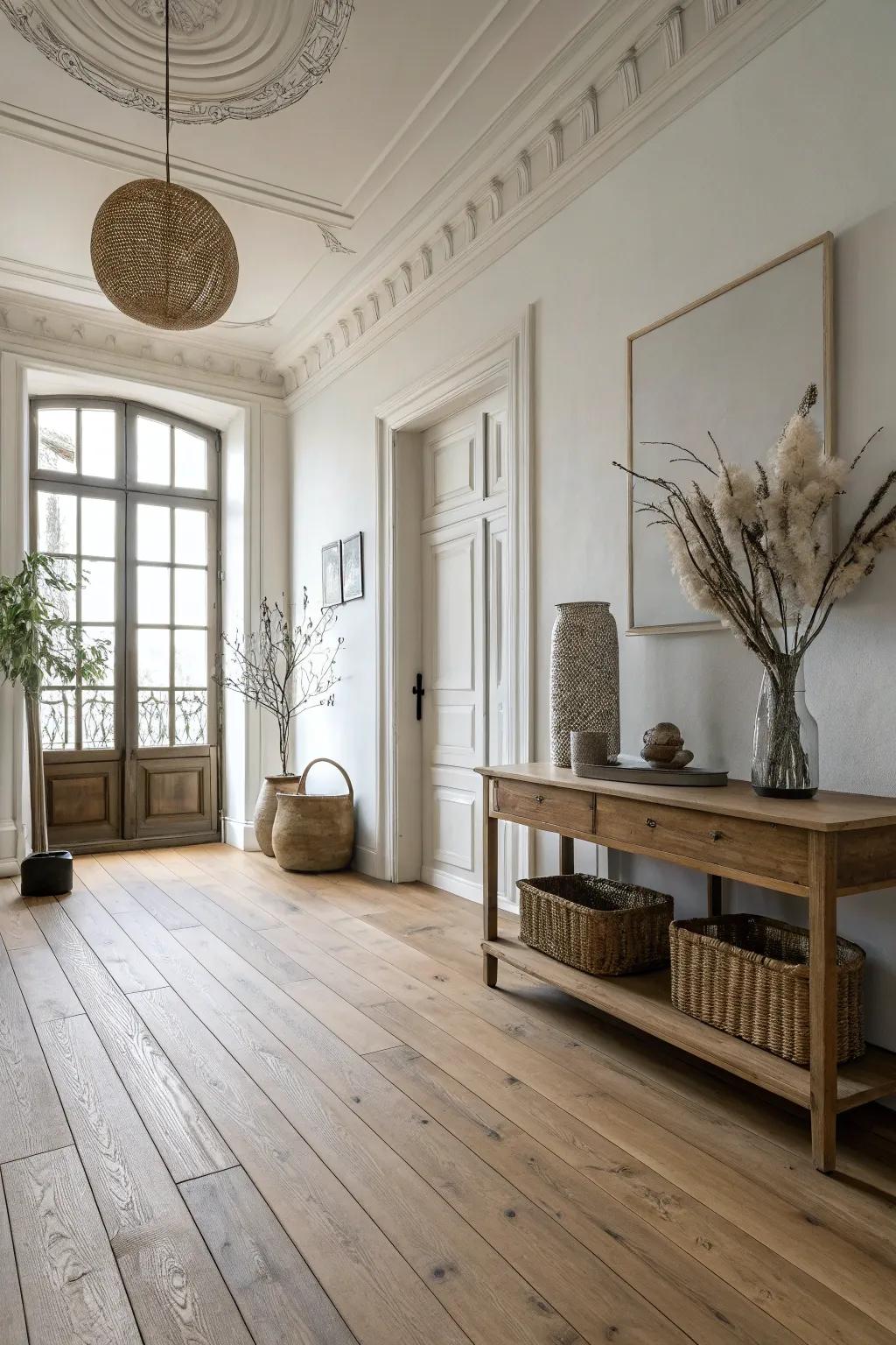 Minimalist interior featuring natural timber flooring.