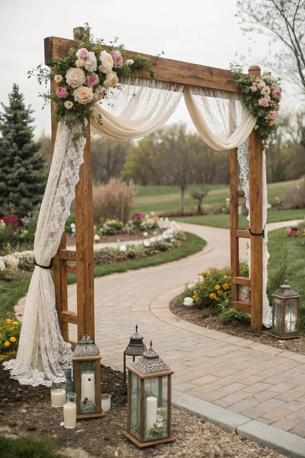 Lace and retro features contribute ageless grace.