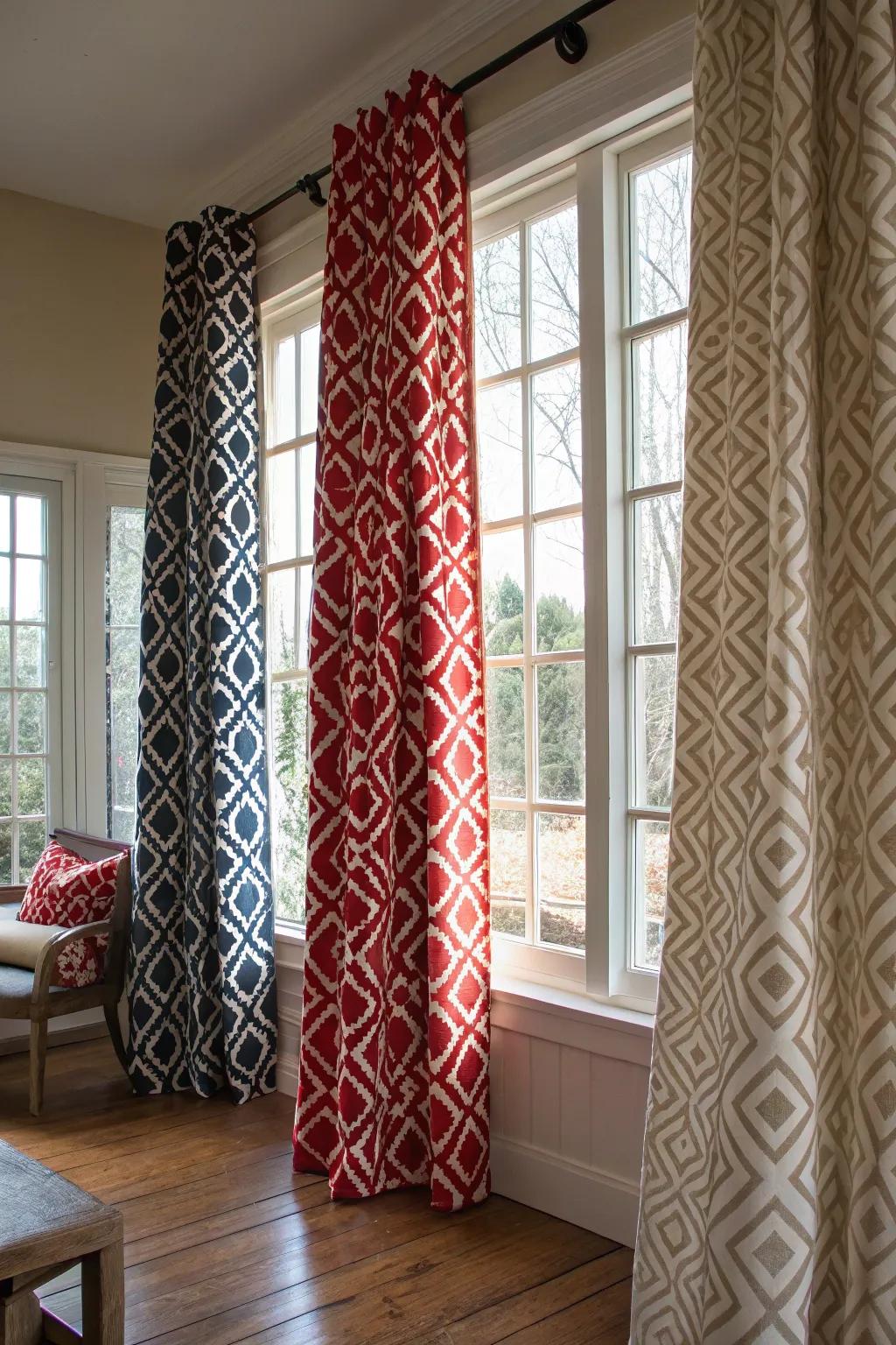 Patterned curtains add structure and style to your Y2K room.