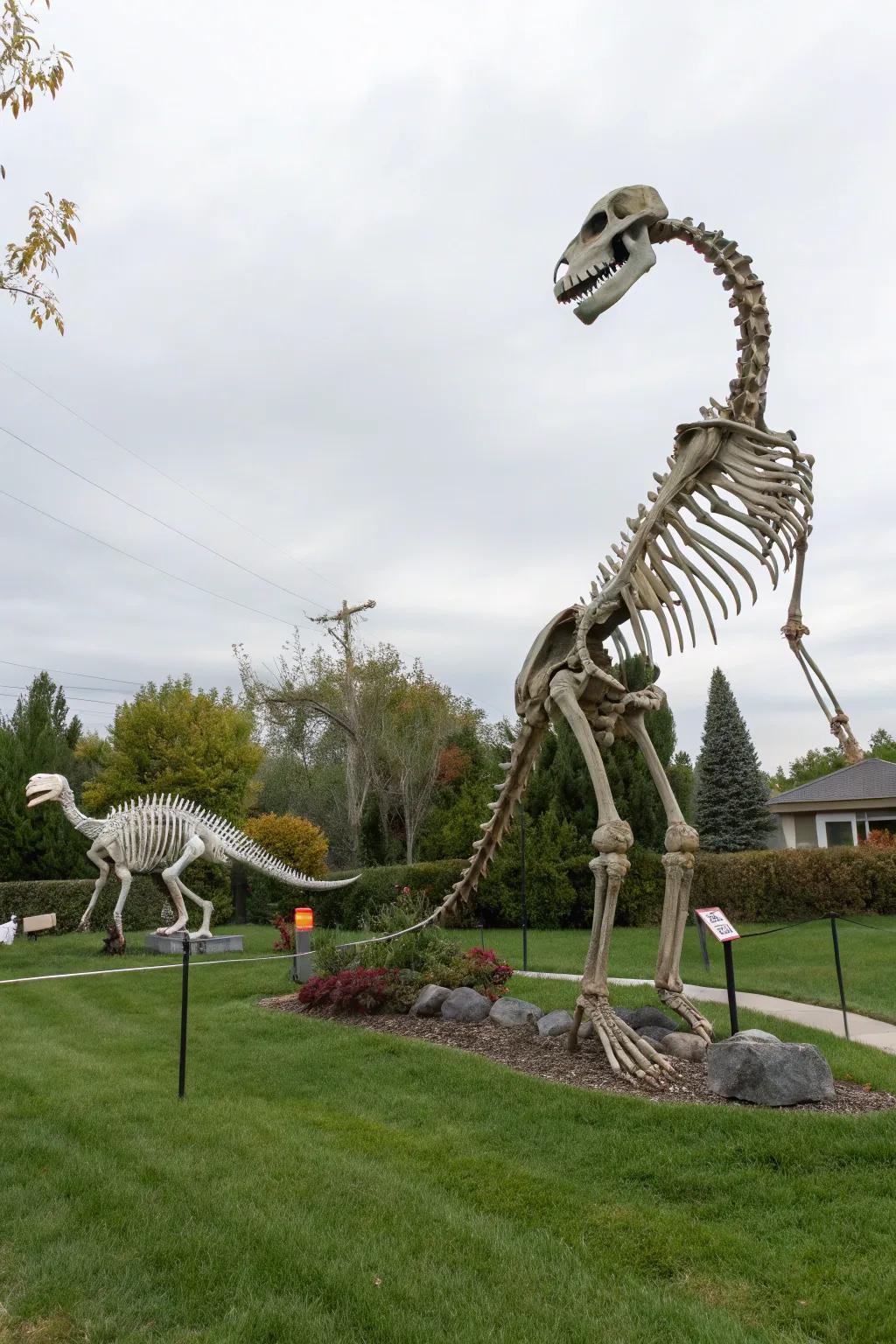 A prehistoric twist featuring a dinosaur skeleton partner.