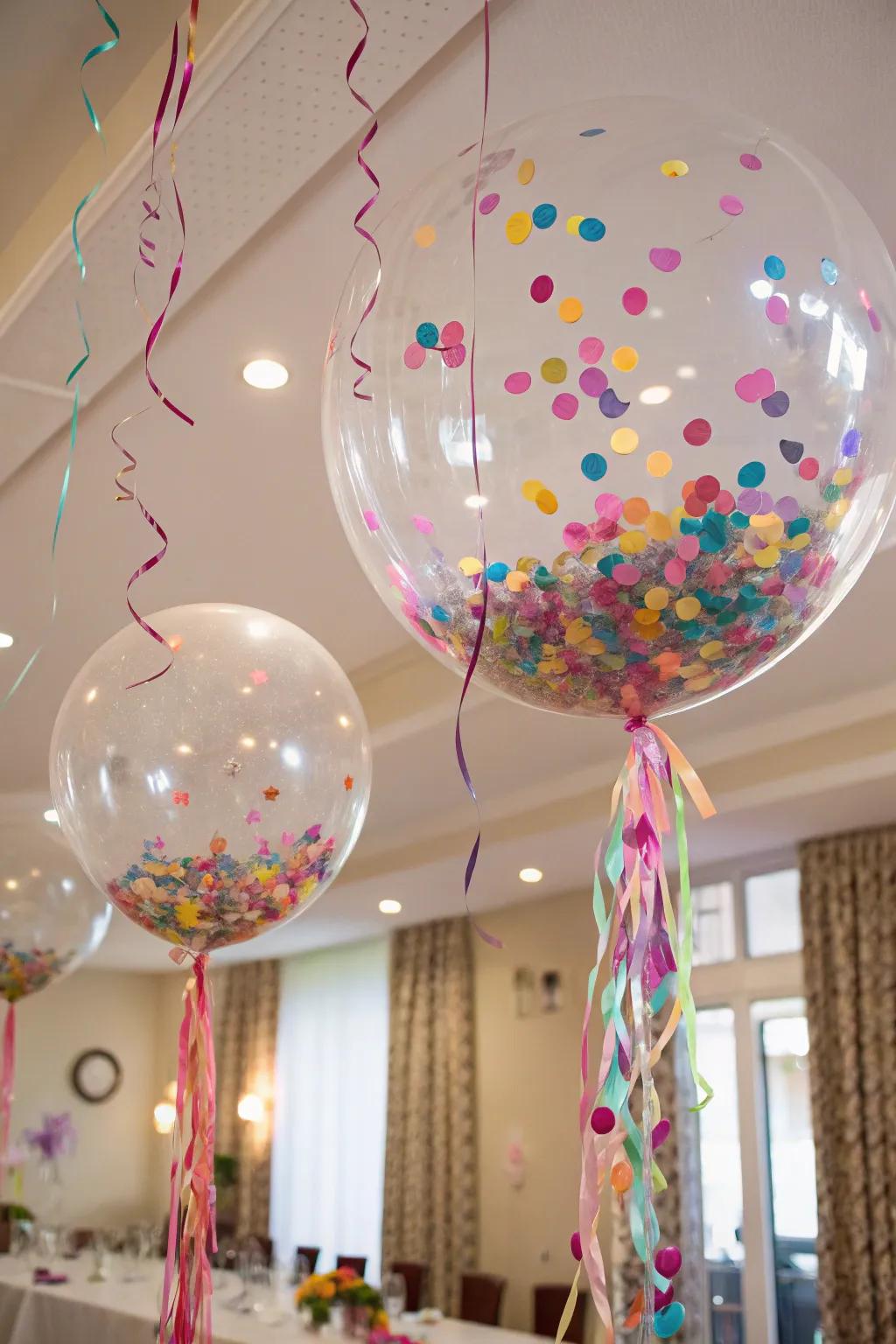 Incorporate a surge of pigment through mammoth confetti spheres.