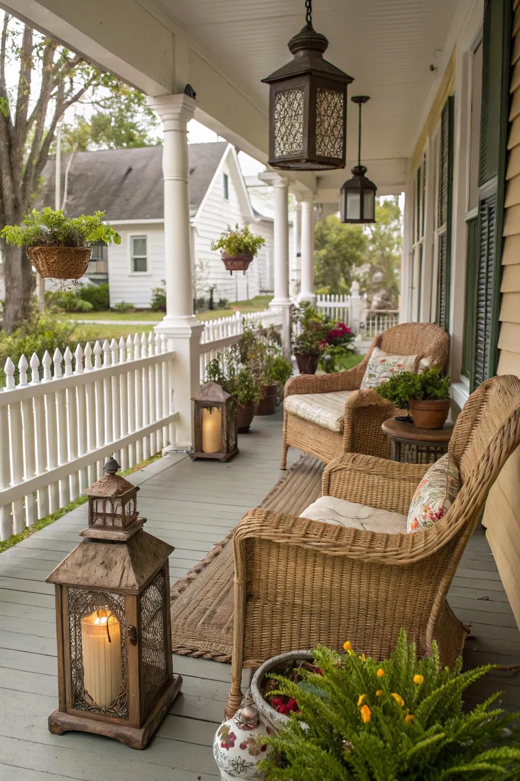 Charming retro pieces cultivating a unique porch aesthetic.