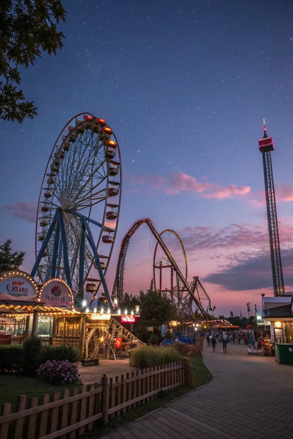 An amusement park furnishes fun and excitement for all ages.