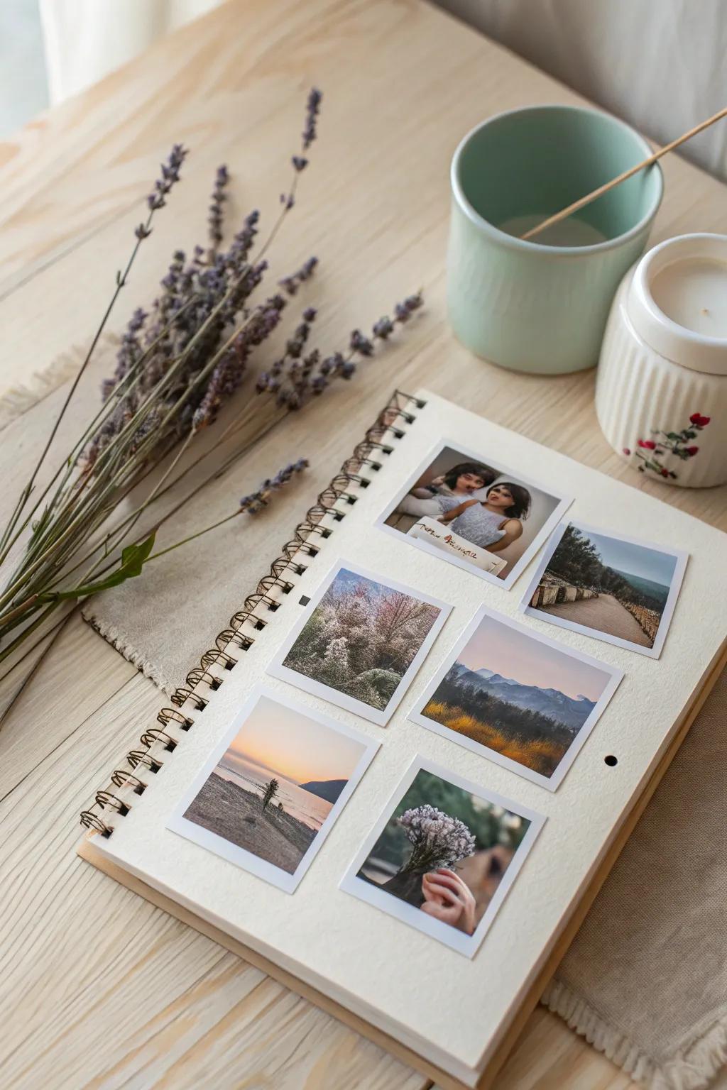 Capture your keepsakes in minimalist style using a photo assemblage notebook cover that combines nostalgia and sophistication.