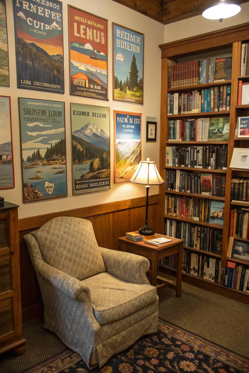 Old-fashioned travel advertisements evoke wanderlust and adventure.