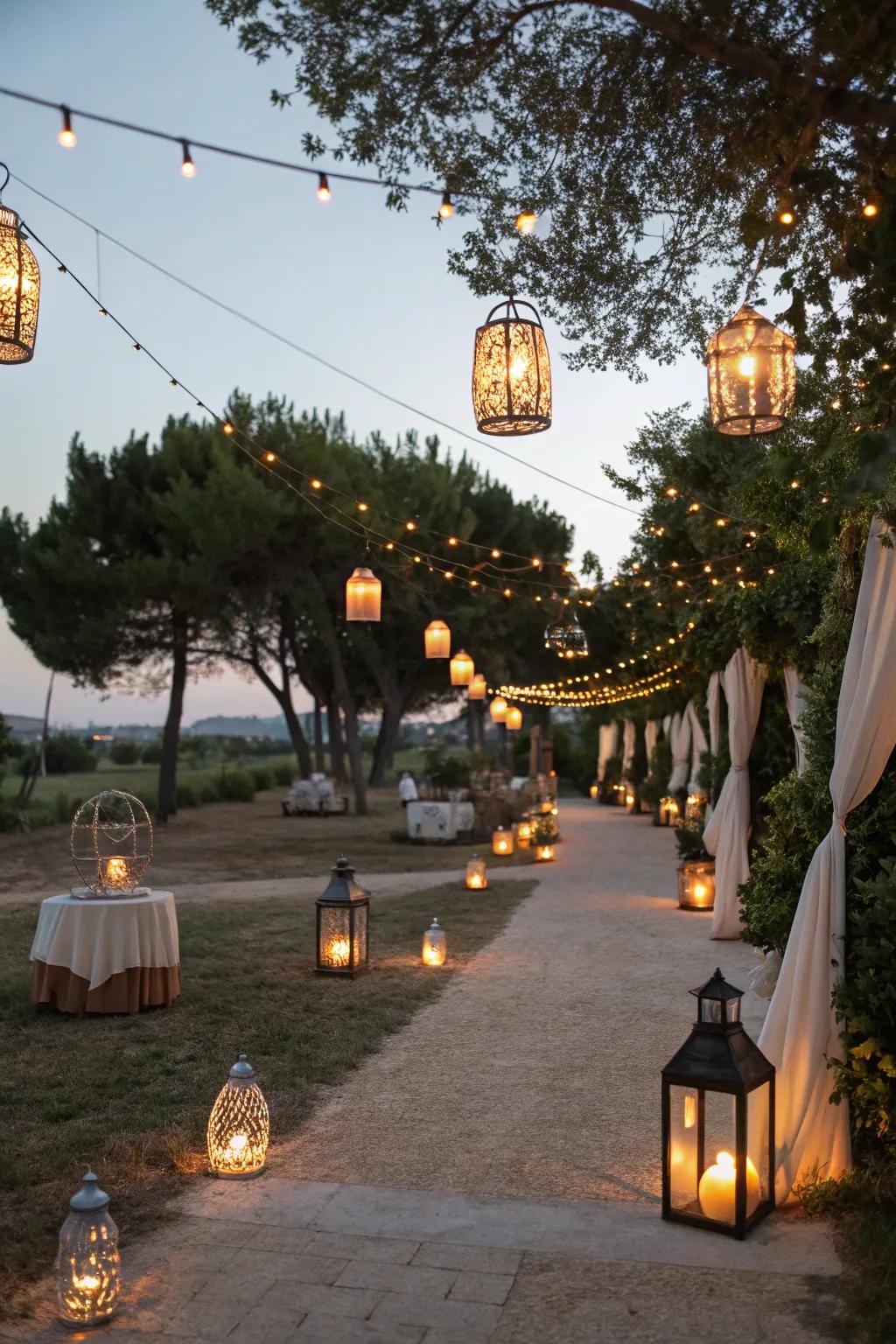 Produce magic outside by using lovely lights.