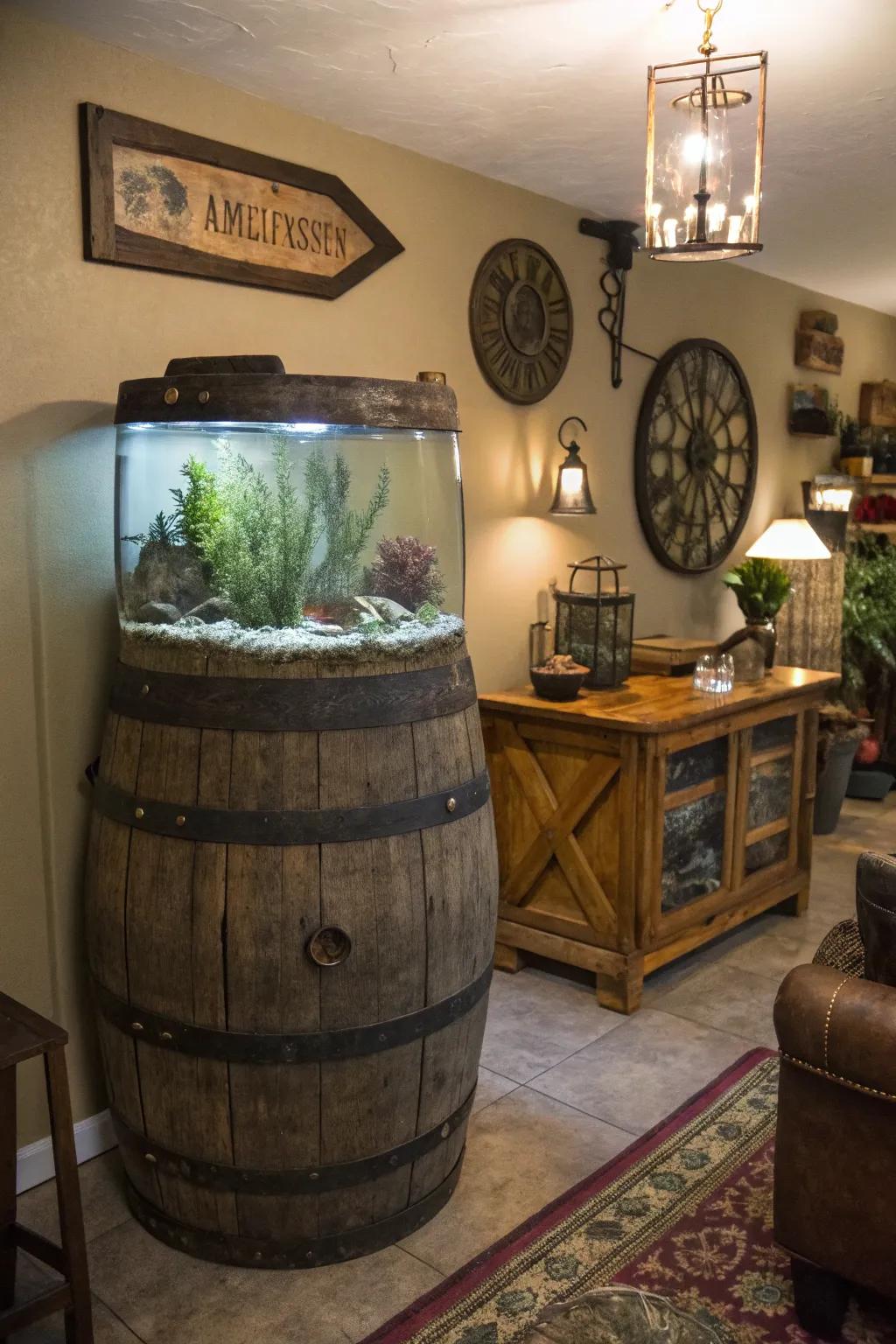 A repurposed cask support delivers a quirky detail.