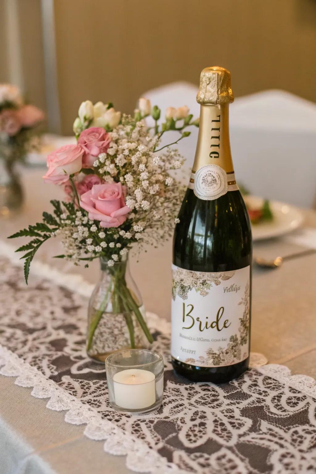 A custom champagne bottle that adds sophistication.