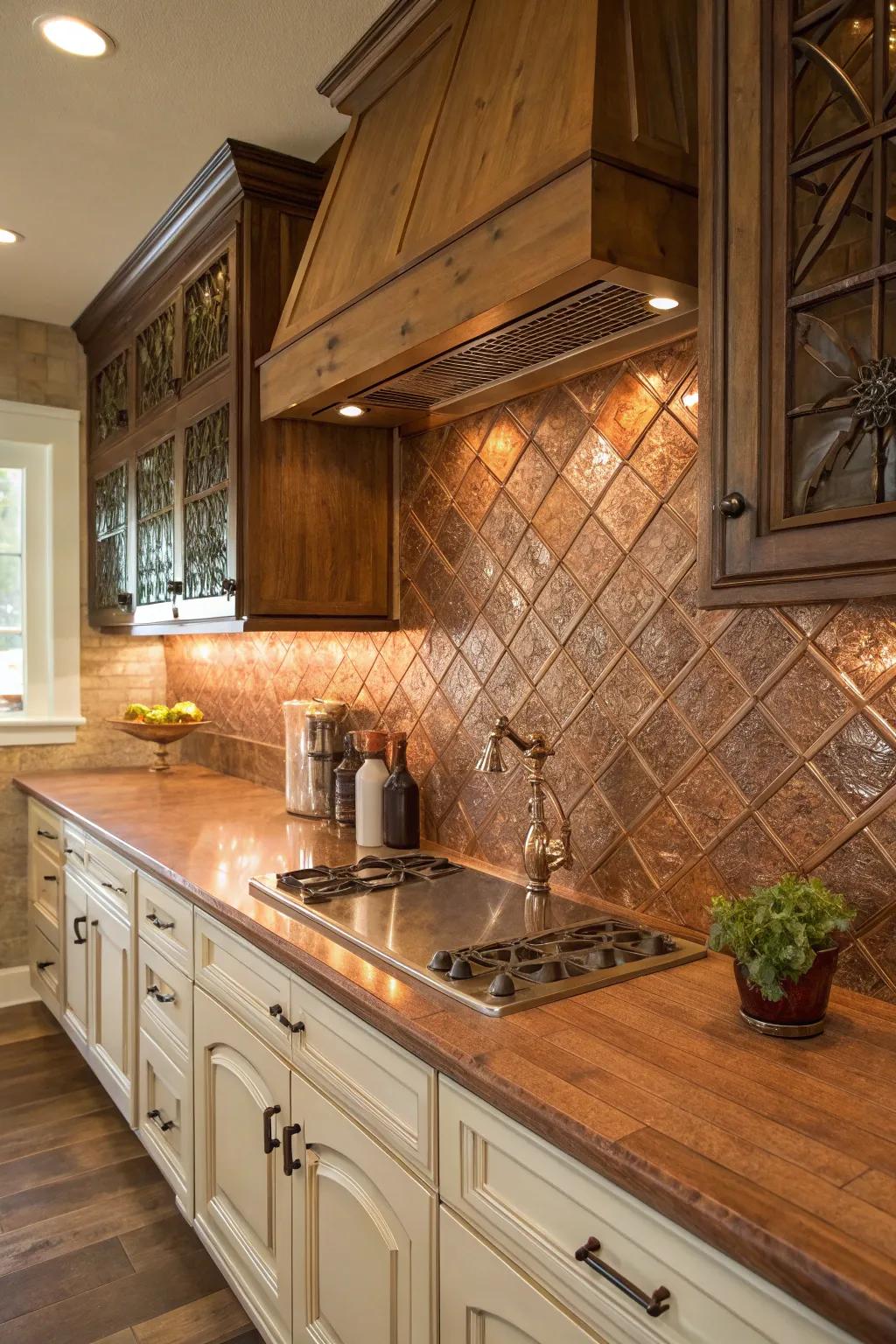 Wrap your kitchen in luxury with a copper glow.