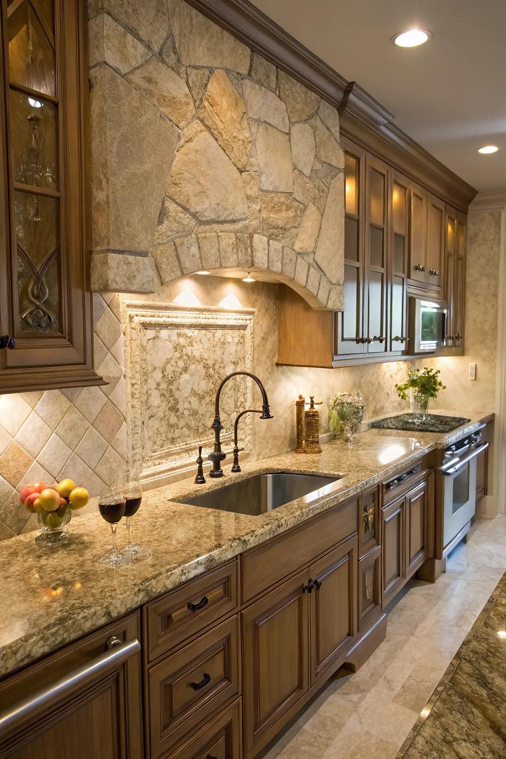 Stone and natural materials combine harmoniously.