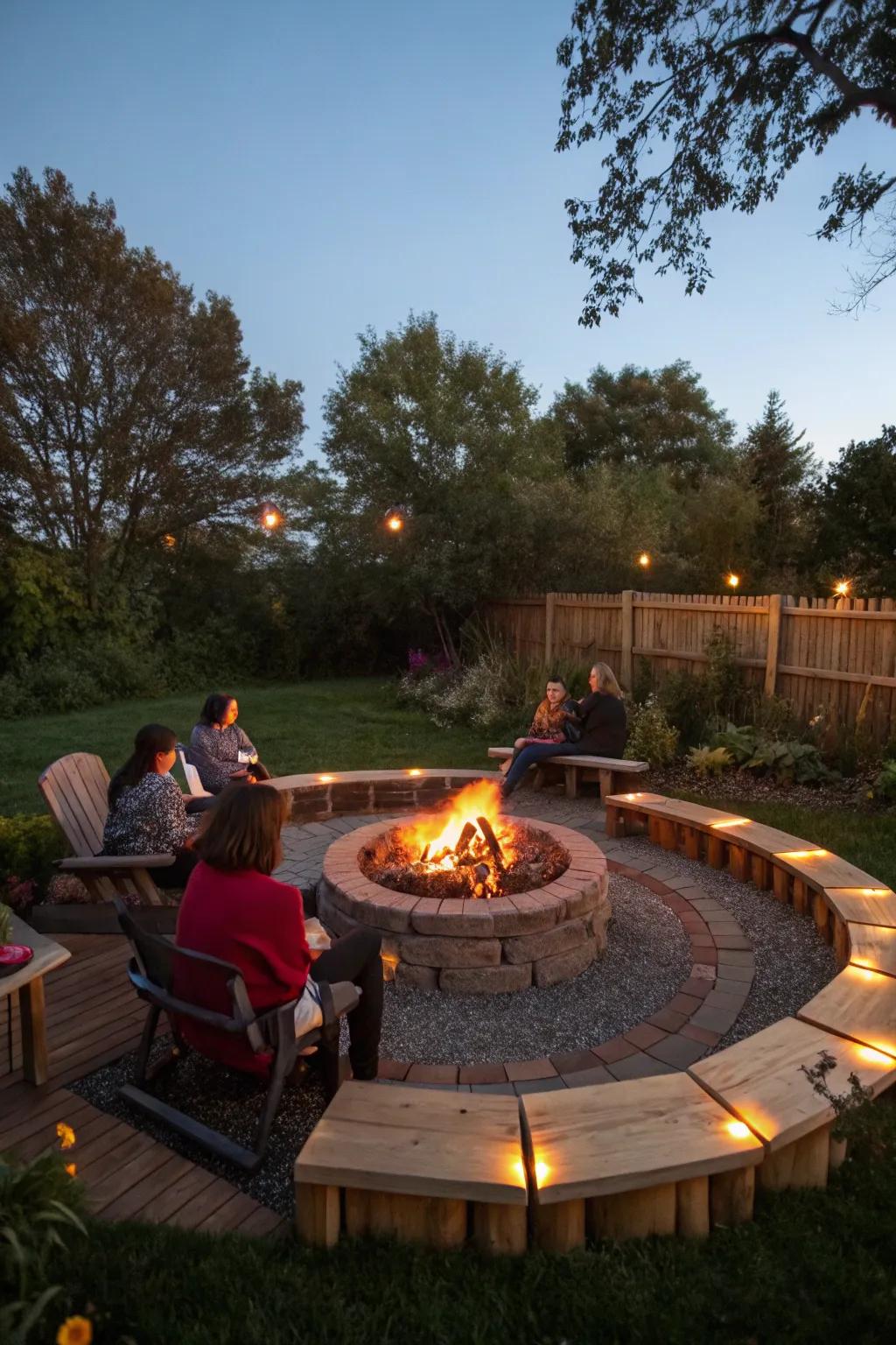 Around the fire pit, circular designs promote social connection.