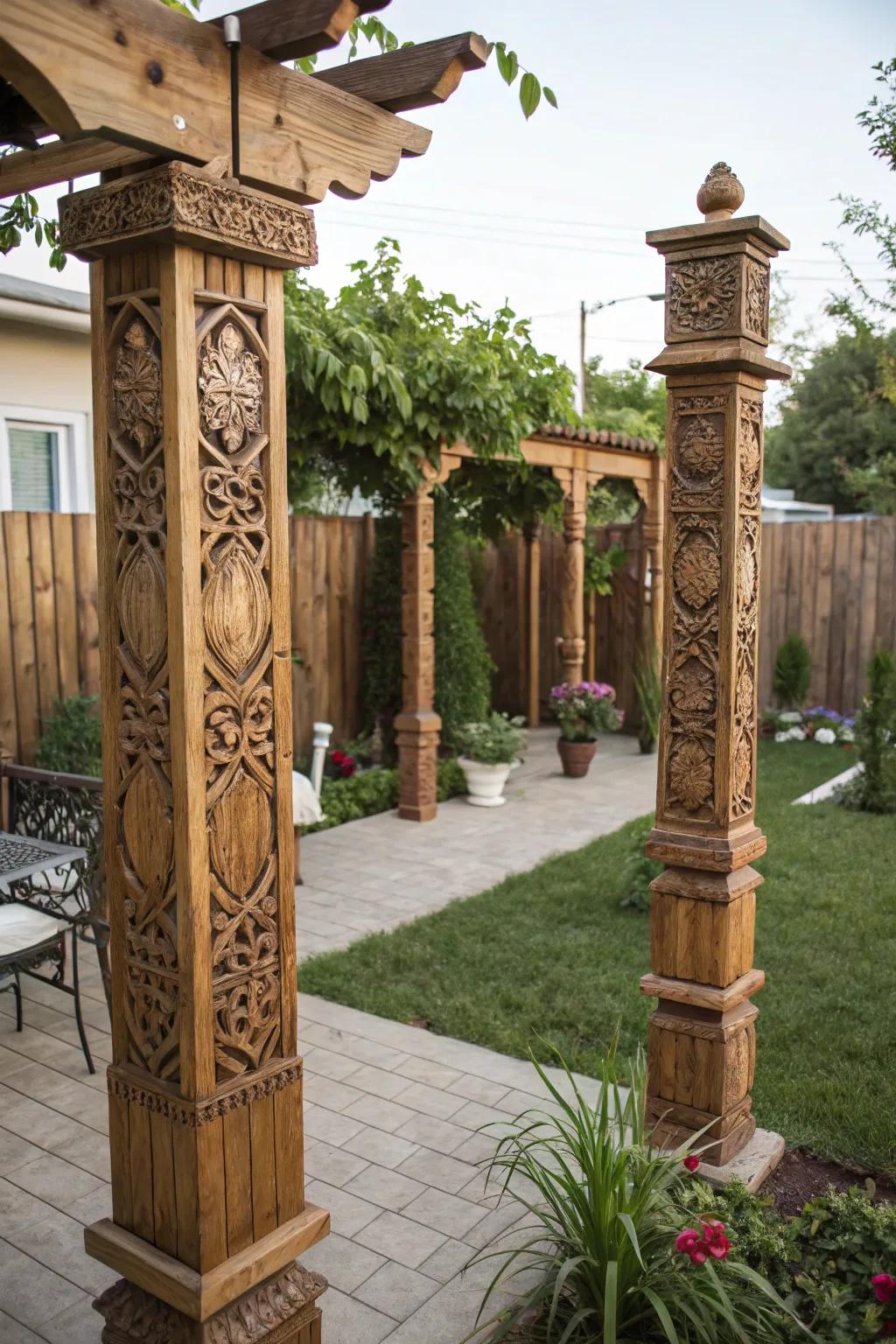 Add personality with carefully carved timber beams.