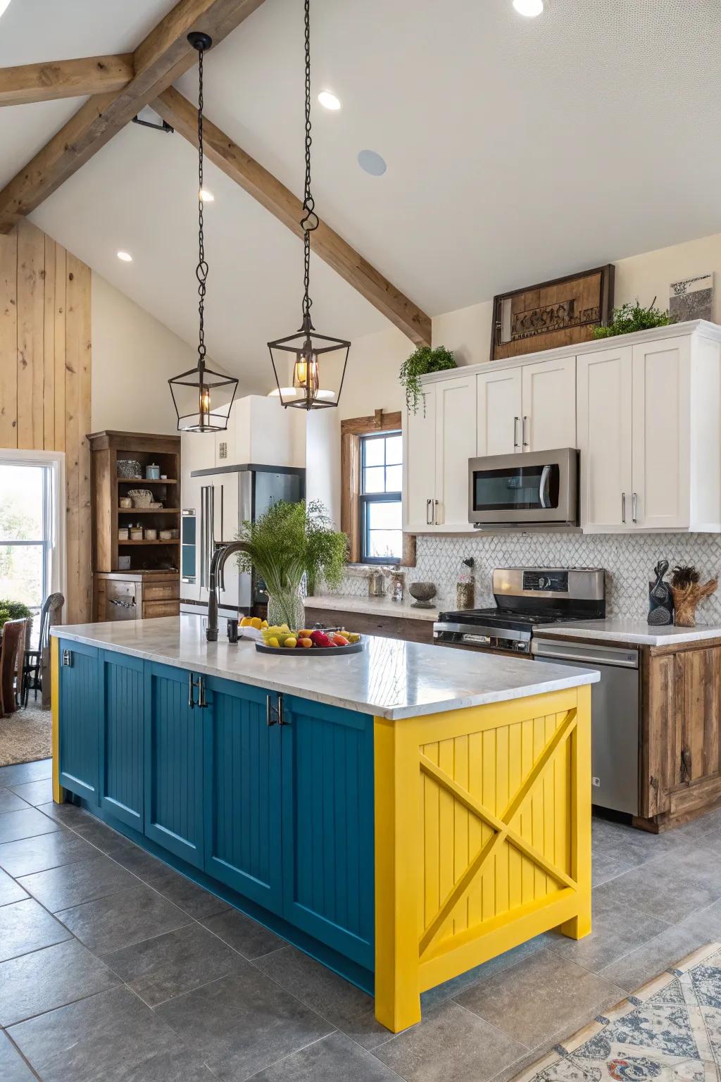 Bold color accents bring energy and personality to the kitchen.