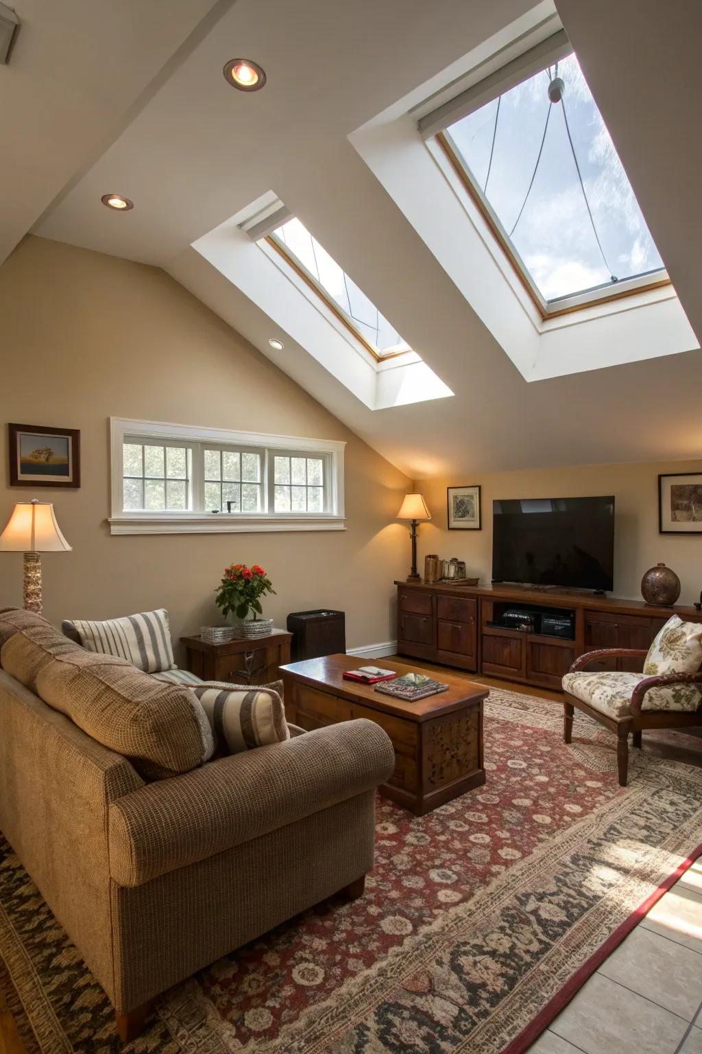 Skylights can significantly brighten a basement.