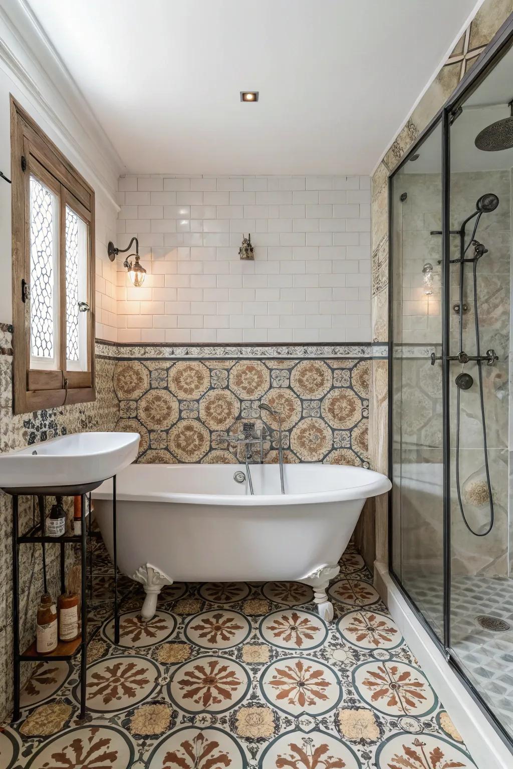 Aged and retro styles affix perpetual allure and attribute to your bathroom.