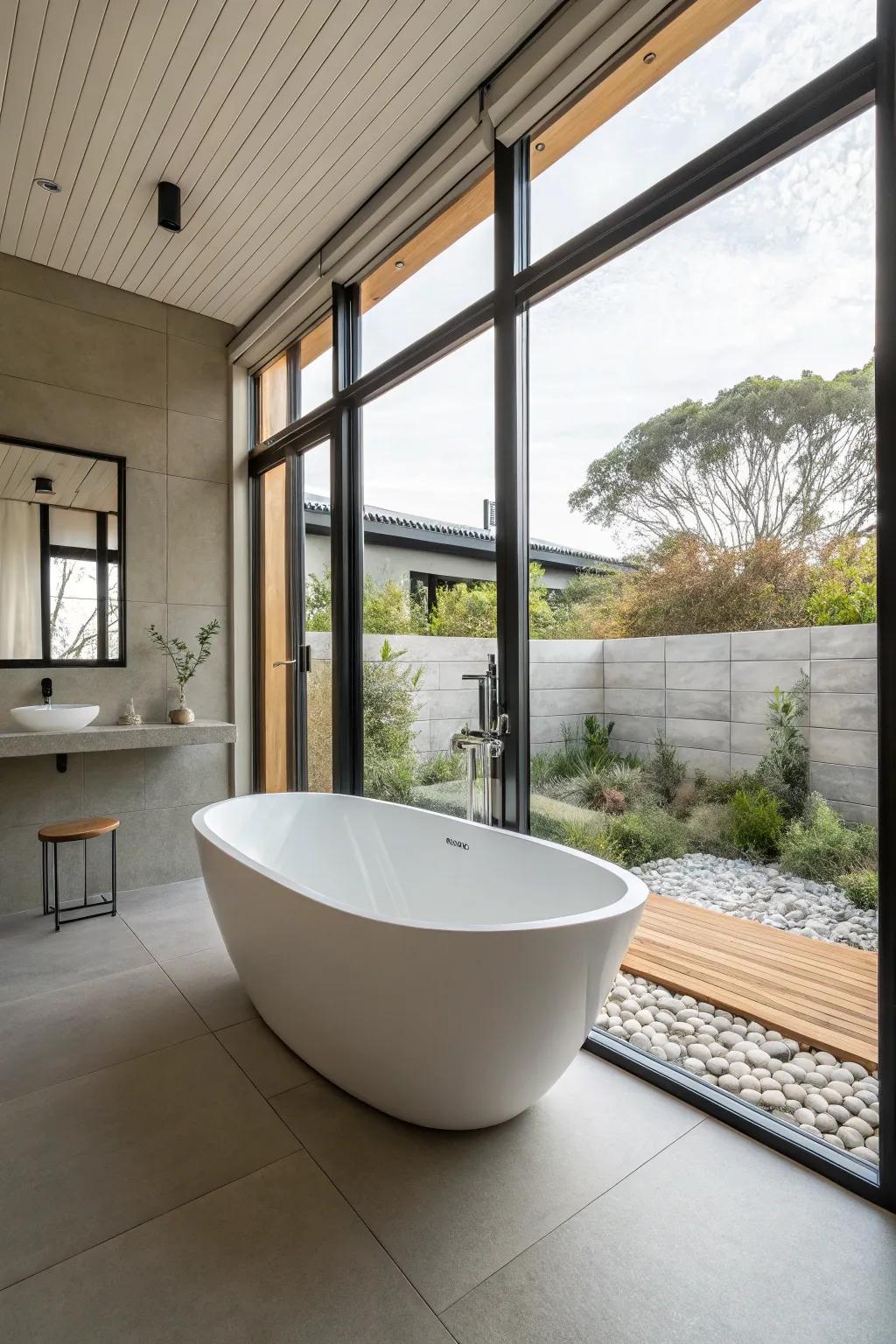 Create an airy feel with a raised tub design.