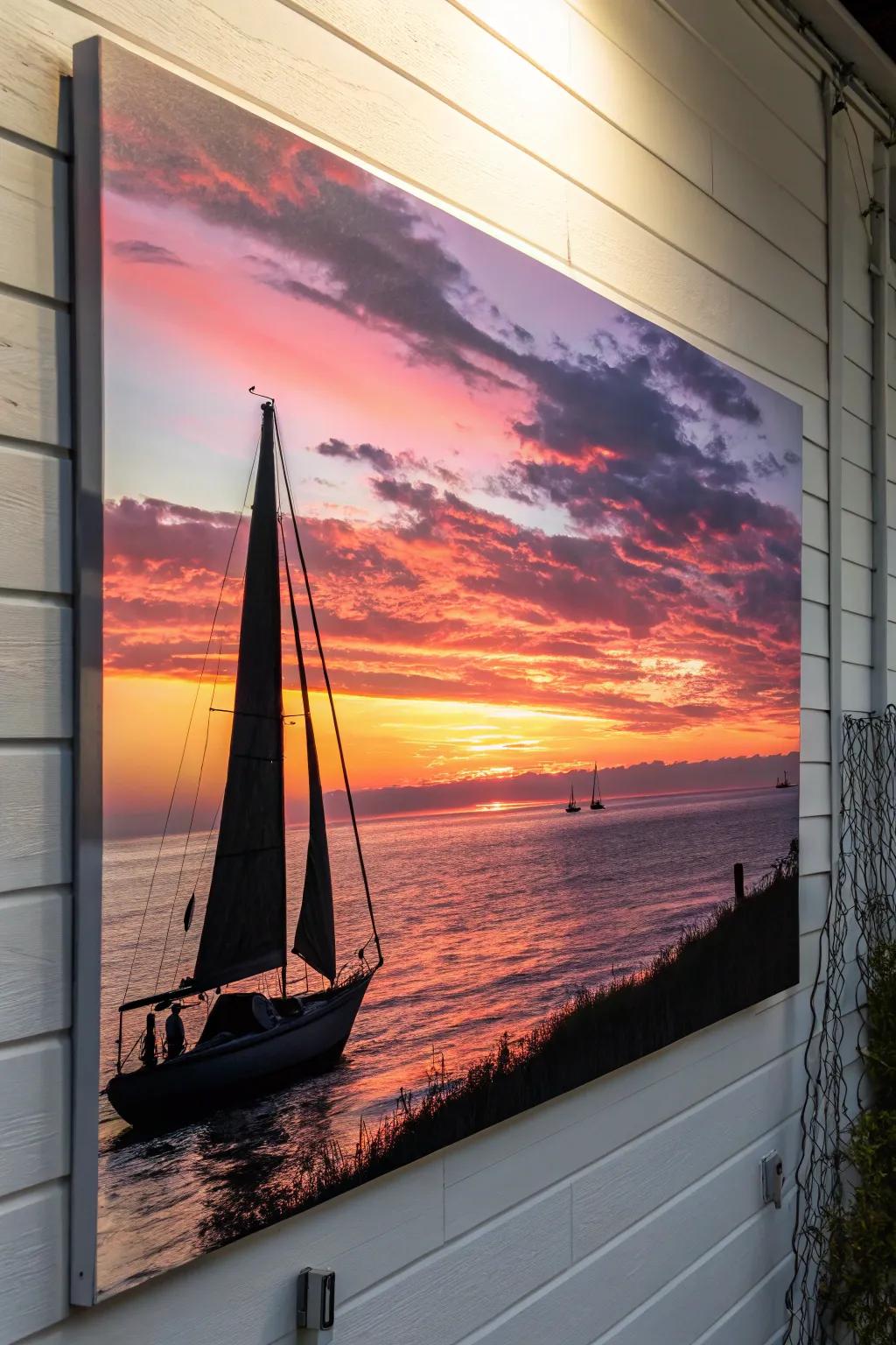 Sail afar through a striking sailing vessel outline.