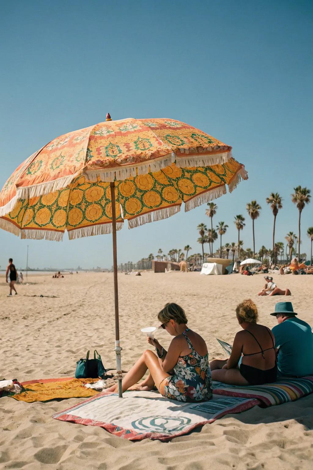 Vintage sun parasols add classic charm and effective sun protection.