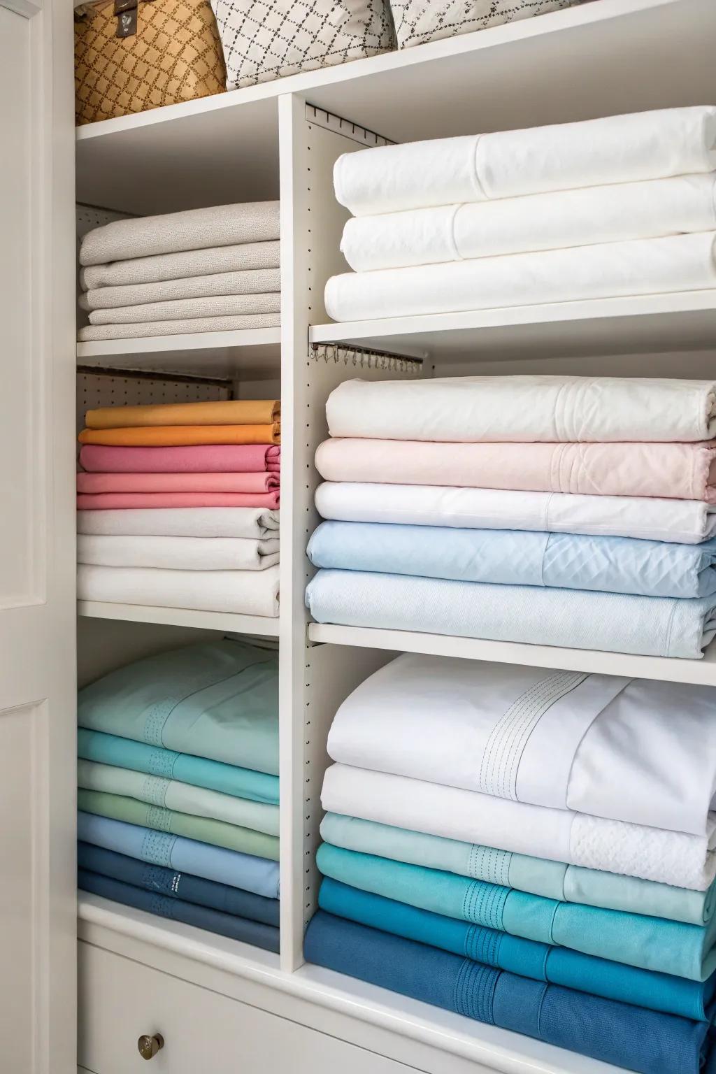Color coordination adds elegance to storage.