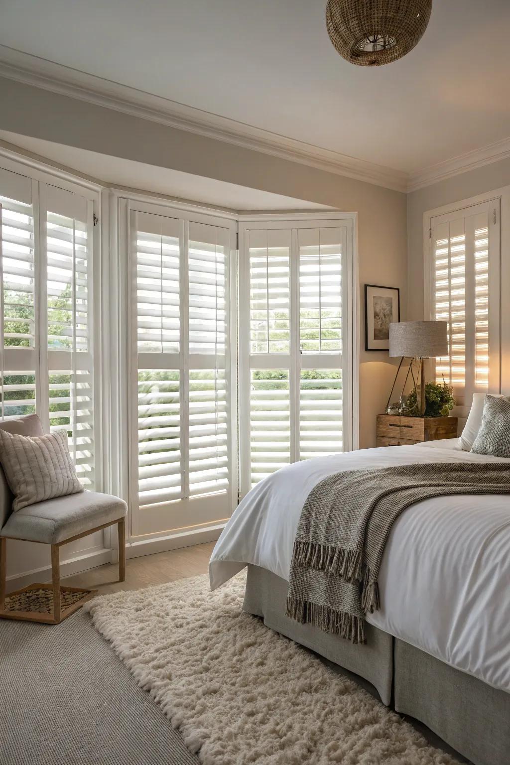 Indoor shutters offer ageless allure and outstanding brightness management.