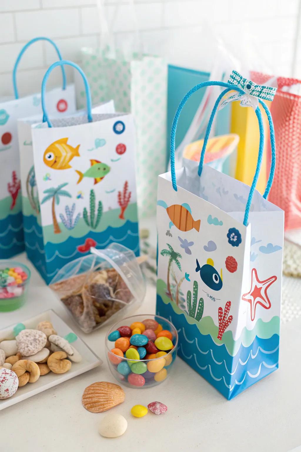 Present bags providing a piece of the ocean to take home.