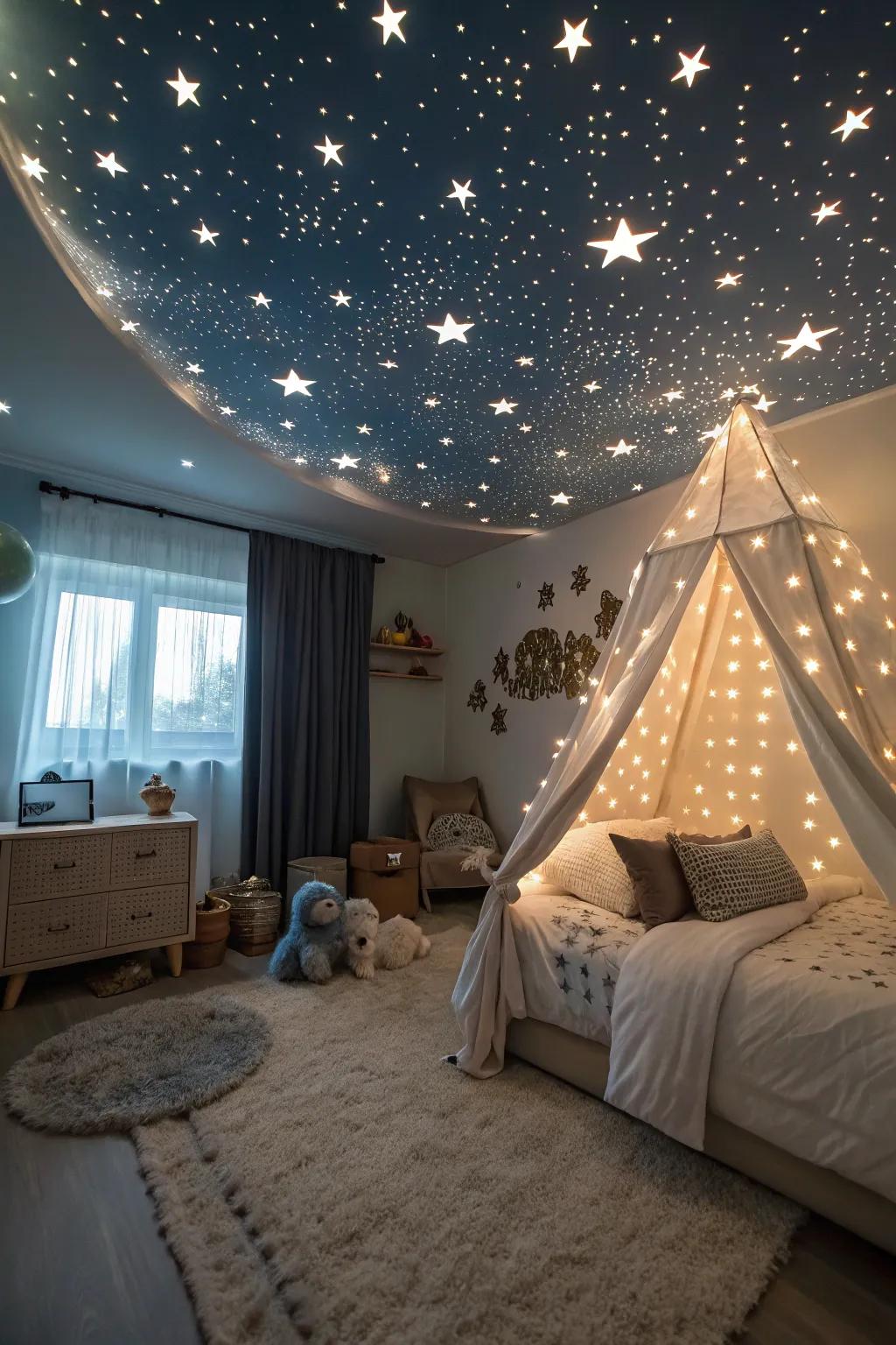 A celestial canopy inspires dreams and wonder.