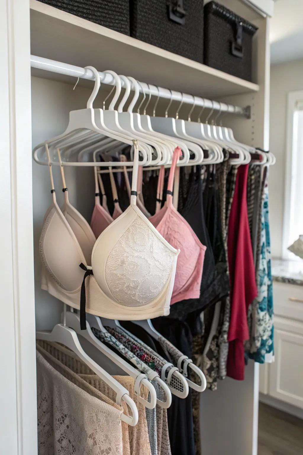 Maximize space using multi-function rotating hangers.