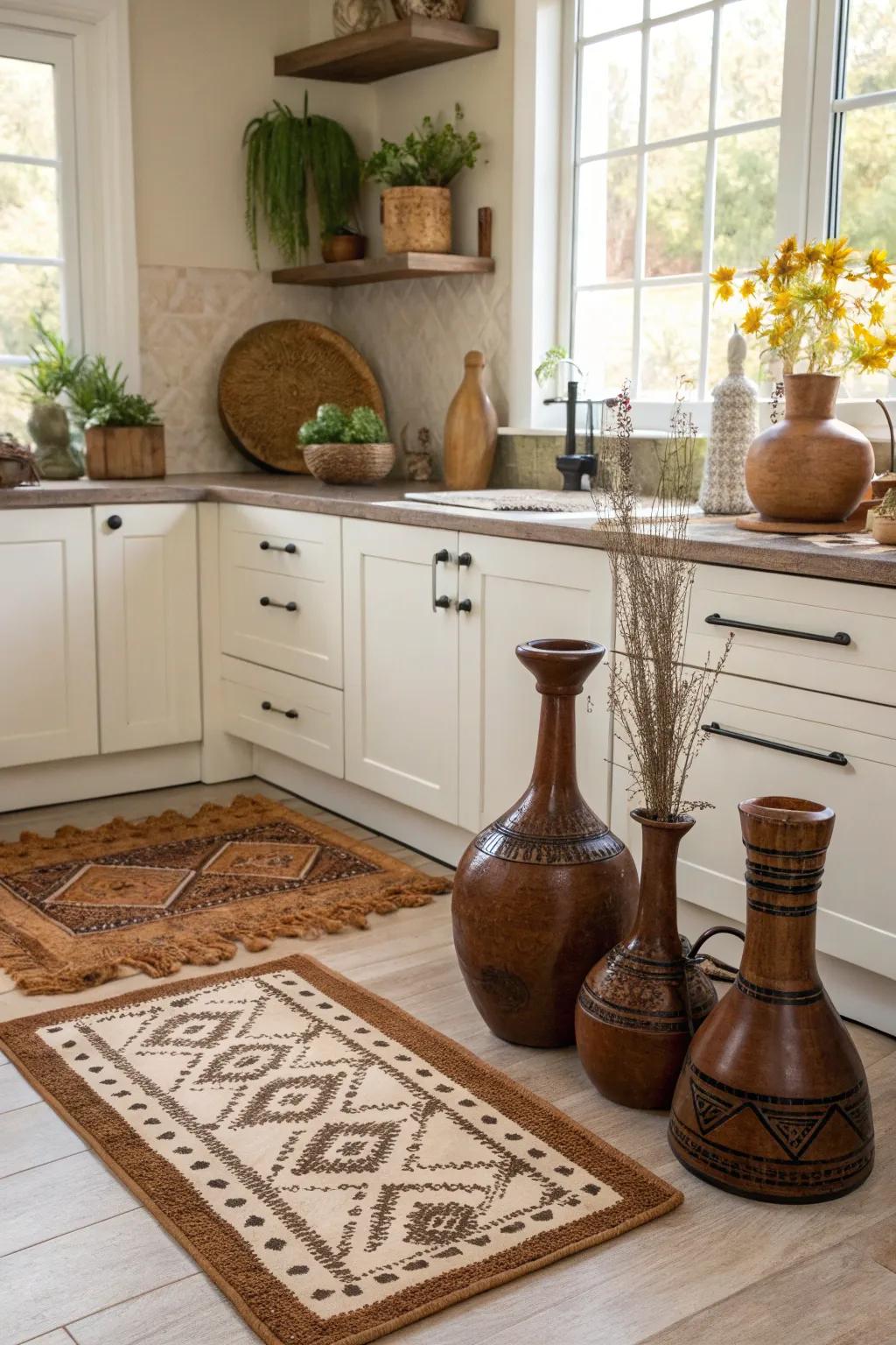 Brown ornaments furnish a subtle yet unified layout element.