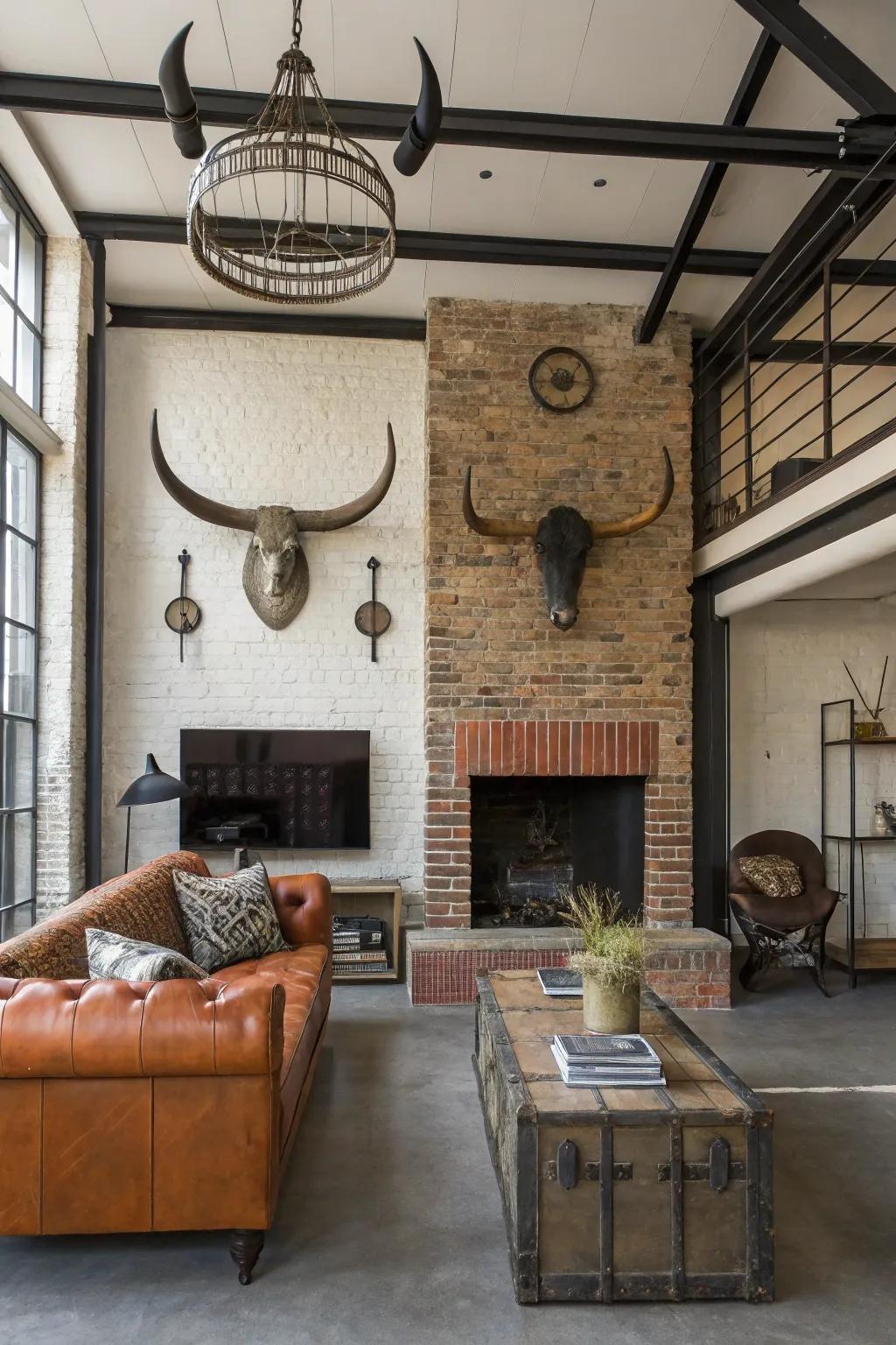 Combine horns with metal for an industrial touch.