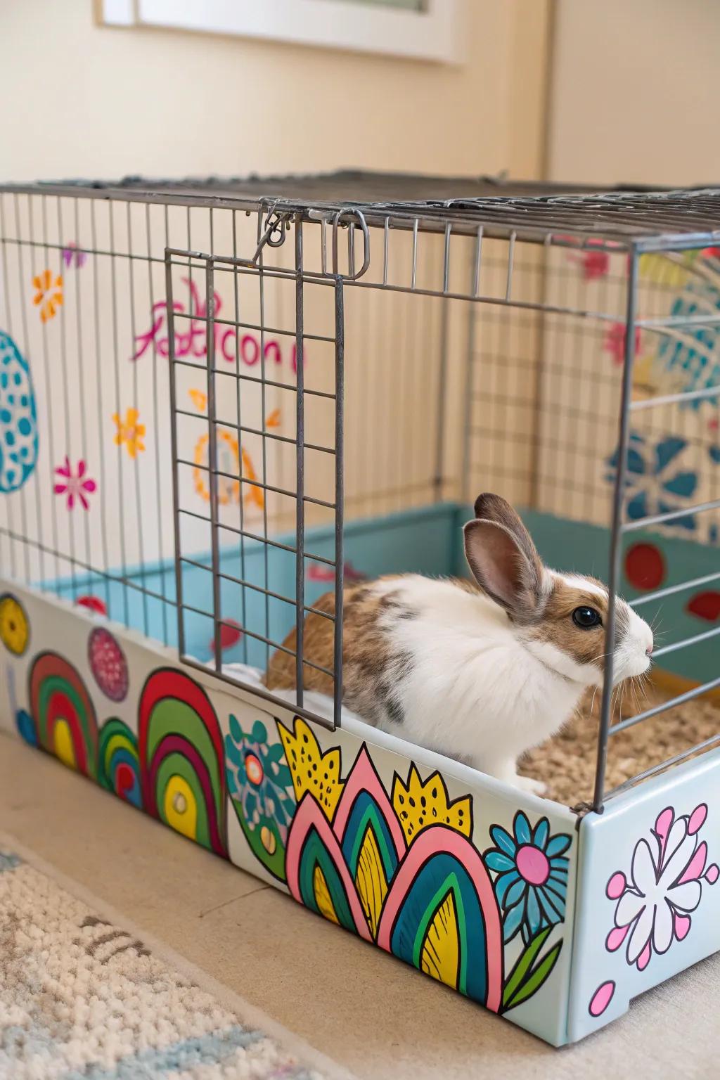 Artistic touches add beauty and creativity to the bunny's home.