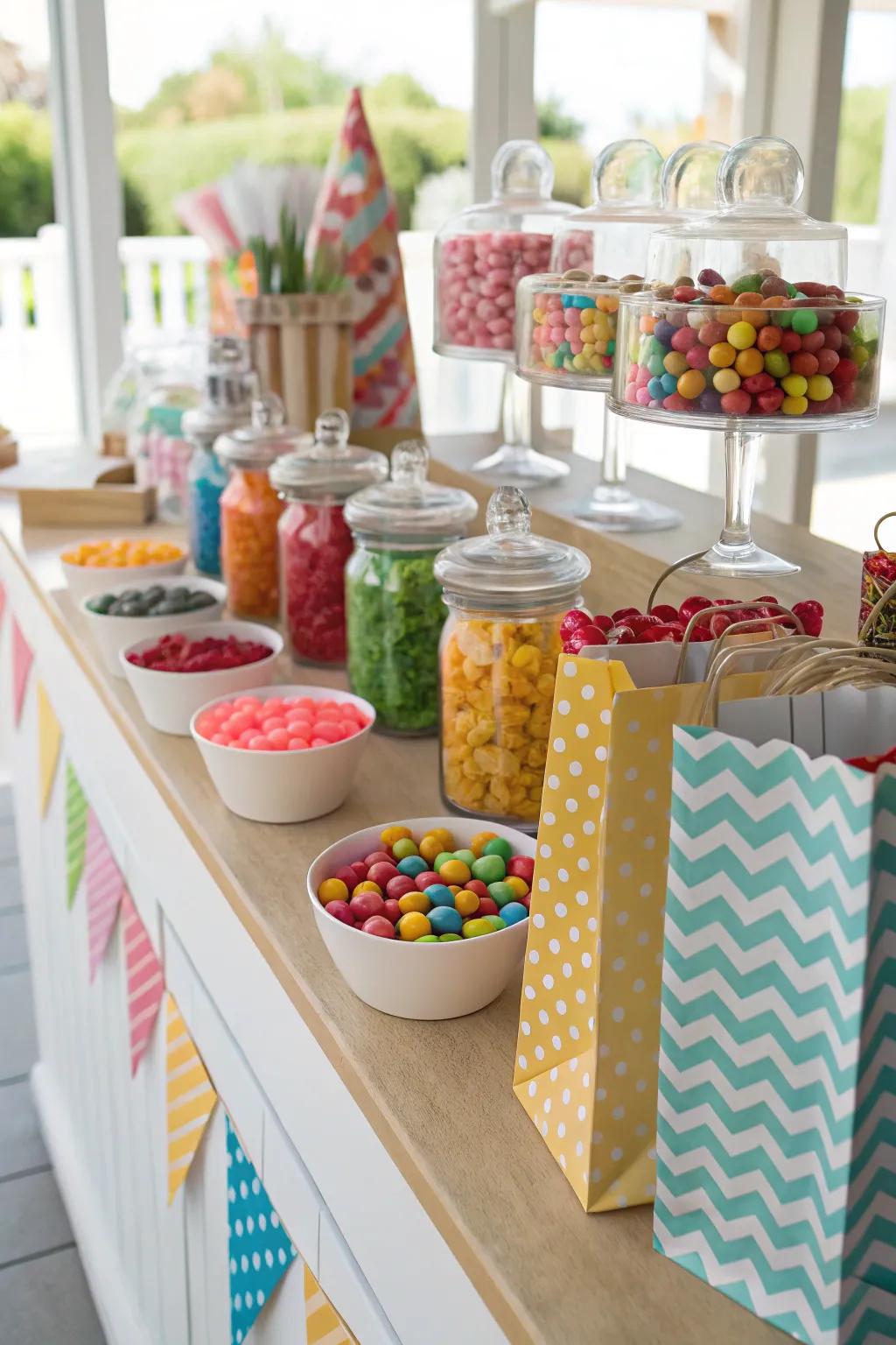 A sweet exchange point introduces interactive amusement to your buffet.