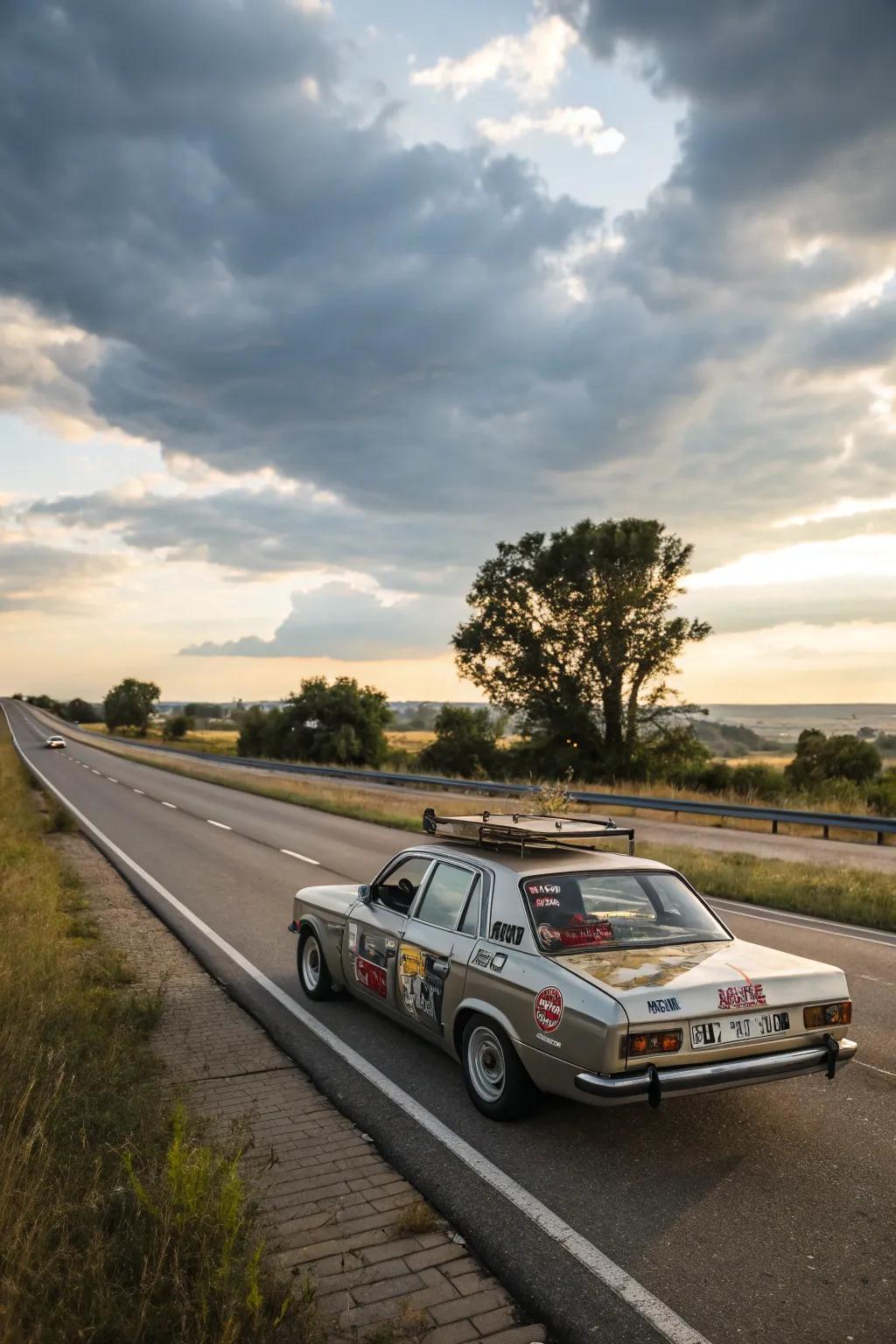 A car with a retro twist, evoking the charm of a bygone era.