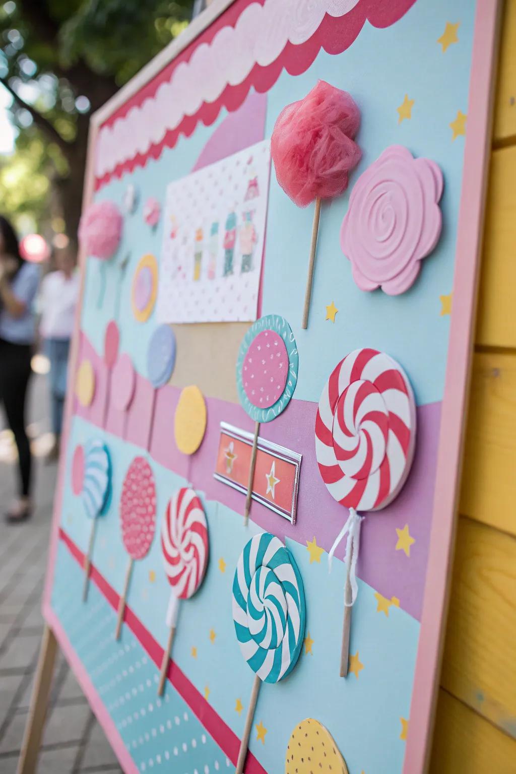 Sweet treats decorate the board, sparking the delightful aromas of a fair.