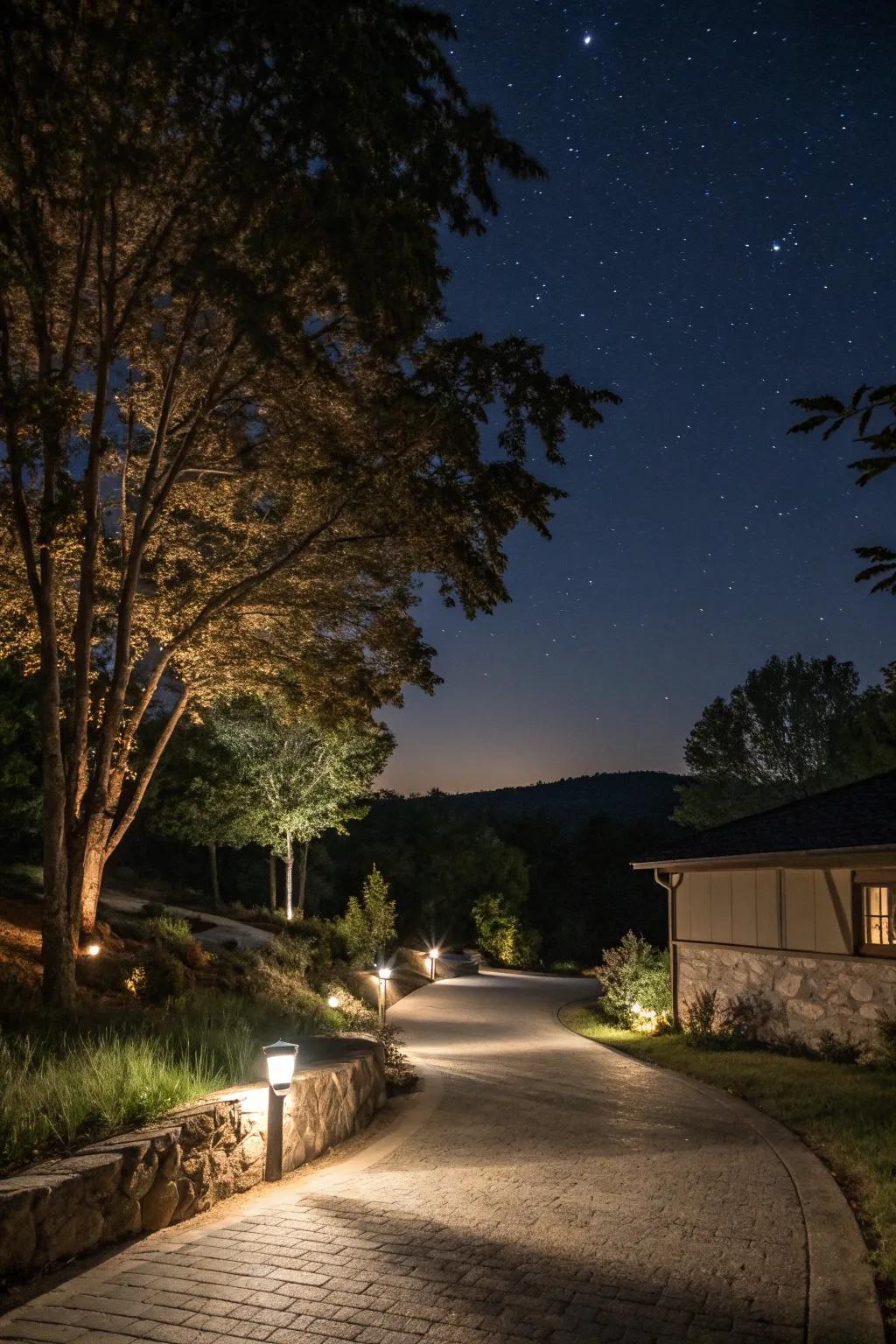 Landscape lighting adds both beauty and safety to your driveway.