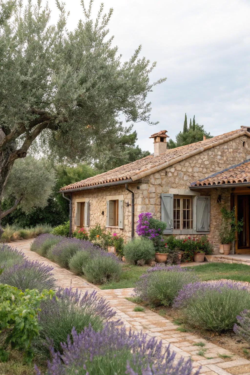 Clay tile siding provides a timeless Mediterranean feel.