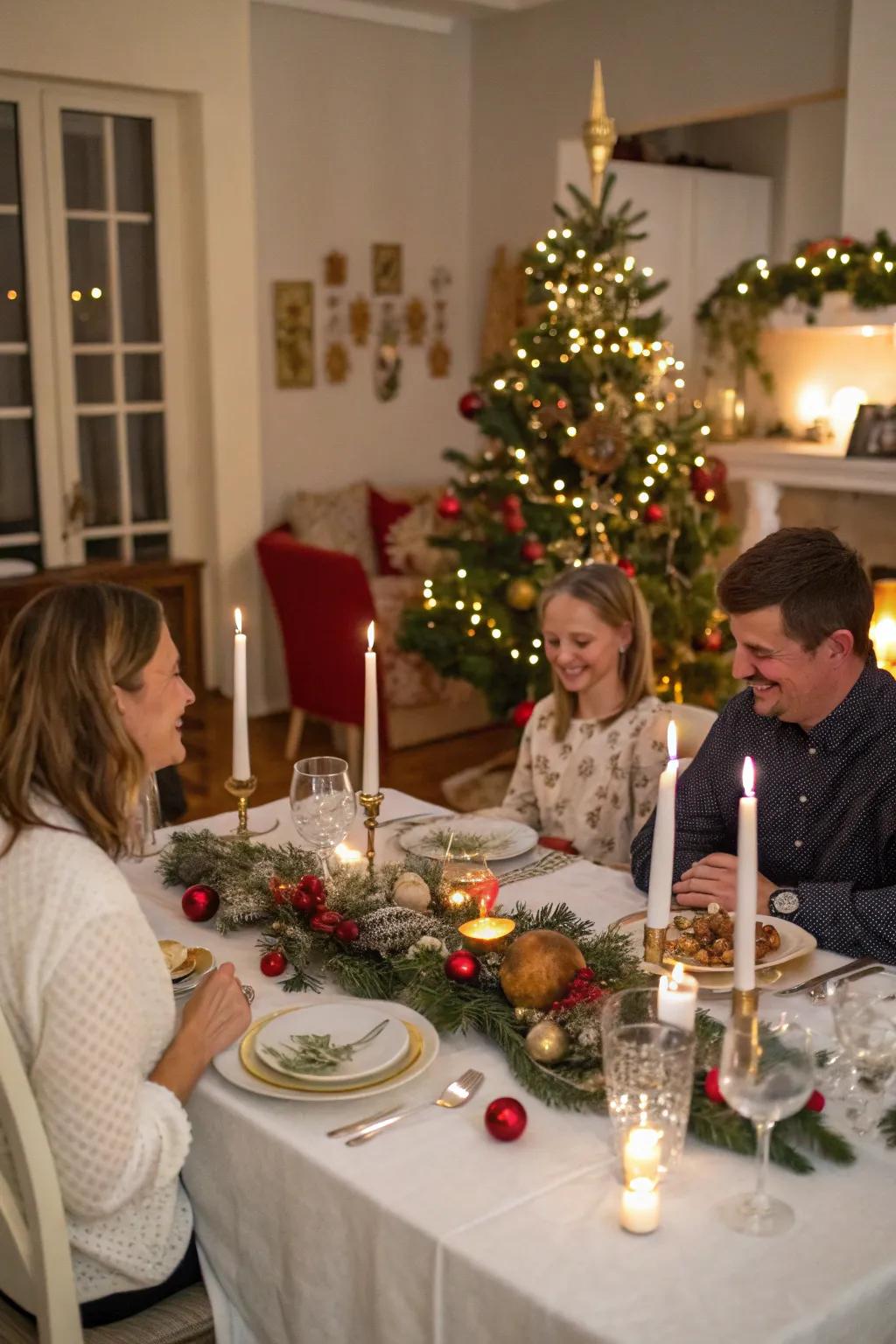 An elegantly set table creates a sophisticated family portrait.