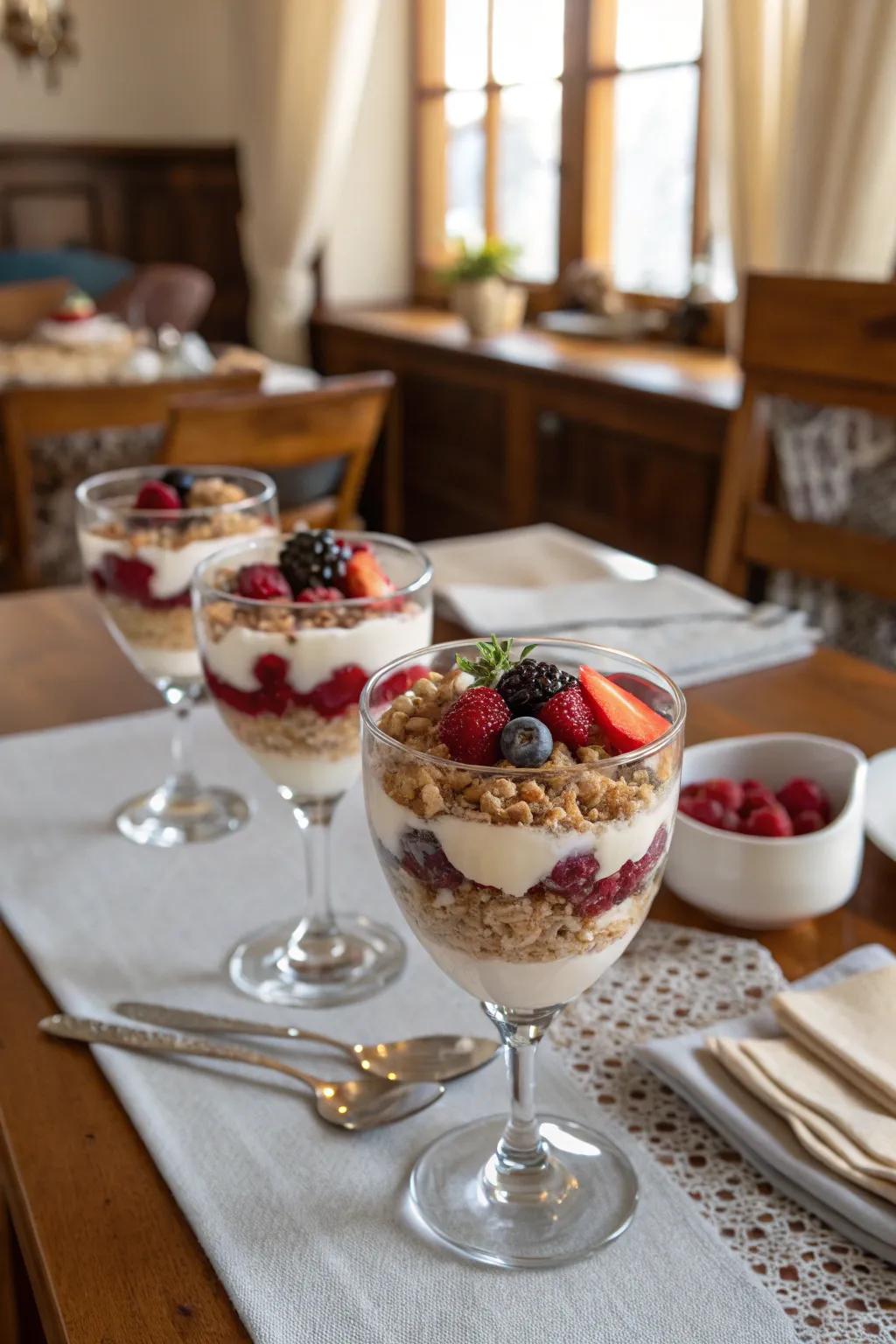 Layered fruit parfaits for a healthy holiday treat.