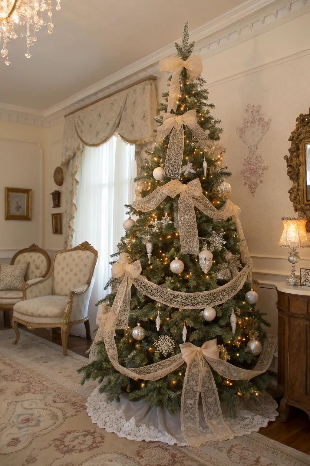 Victorian sophistication constitutes a timeless and poised Christmas tree theme.