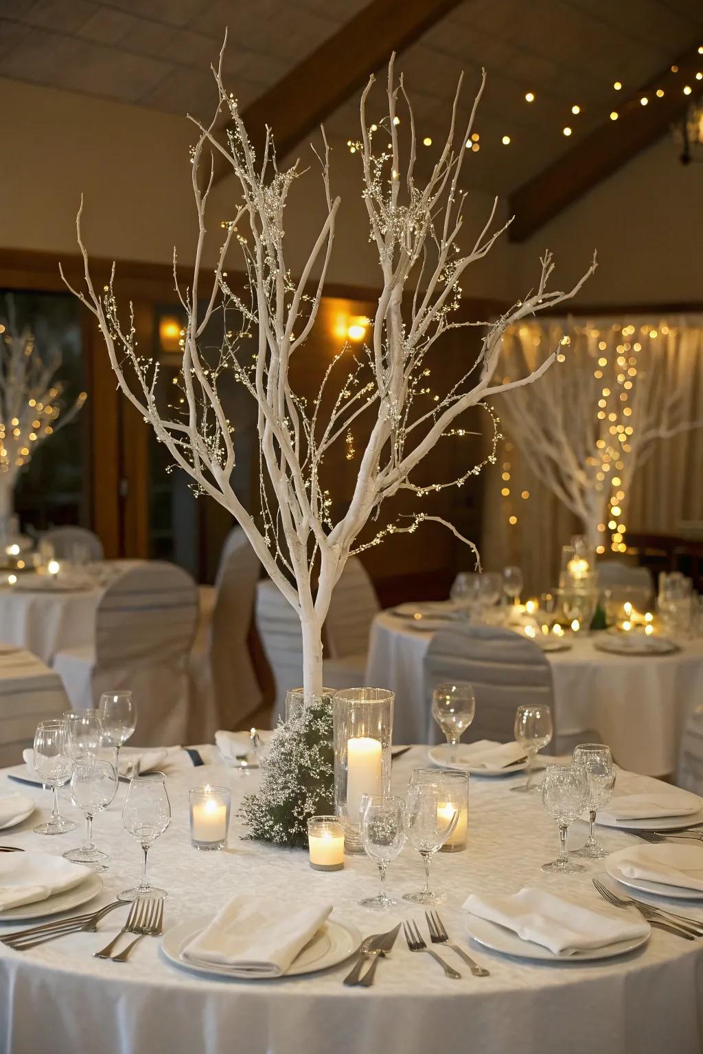 Snowy boughs bring winter allure indoors.