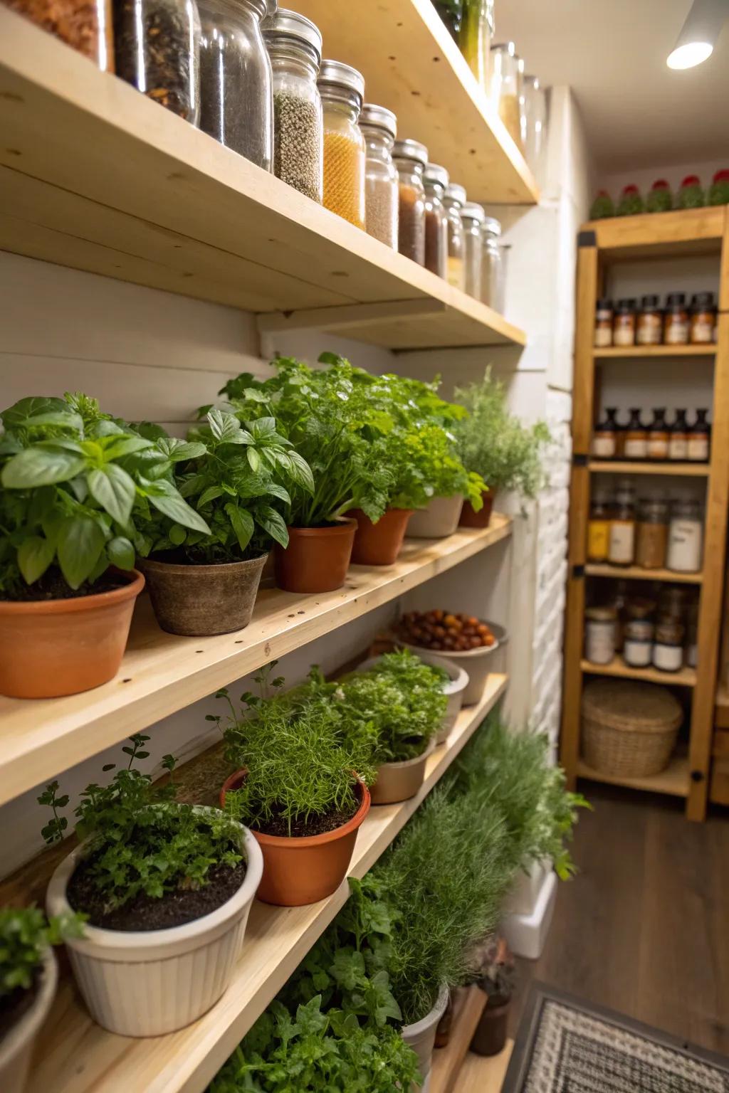 A stroke of greenery introduces freshness to your pantry.